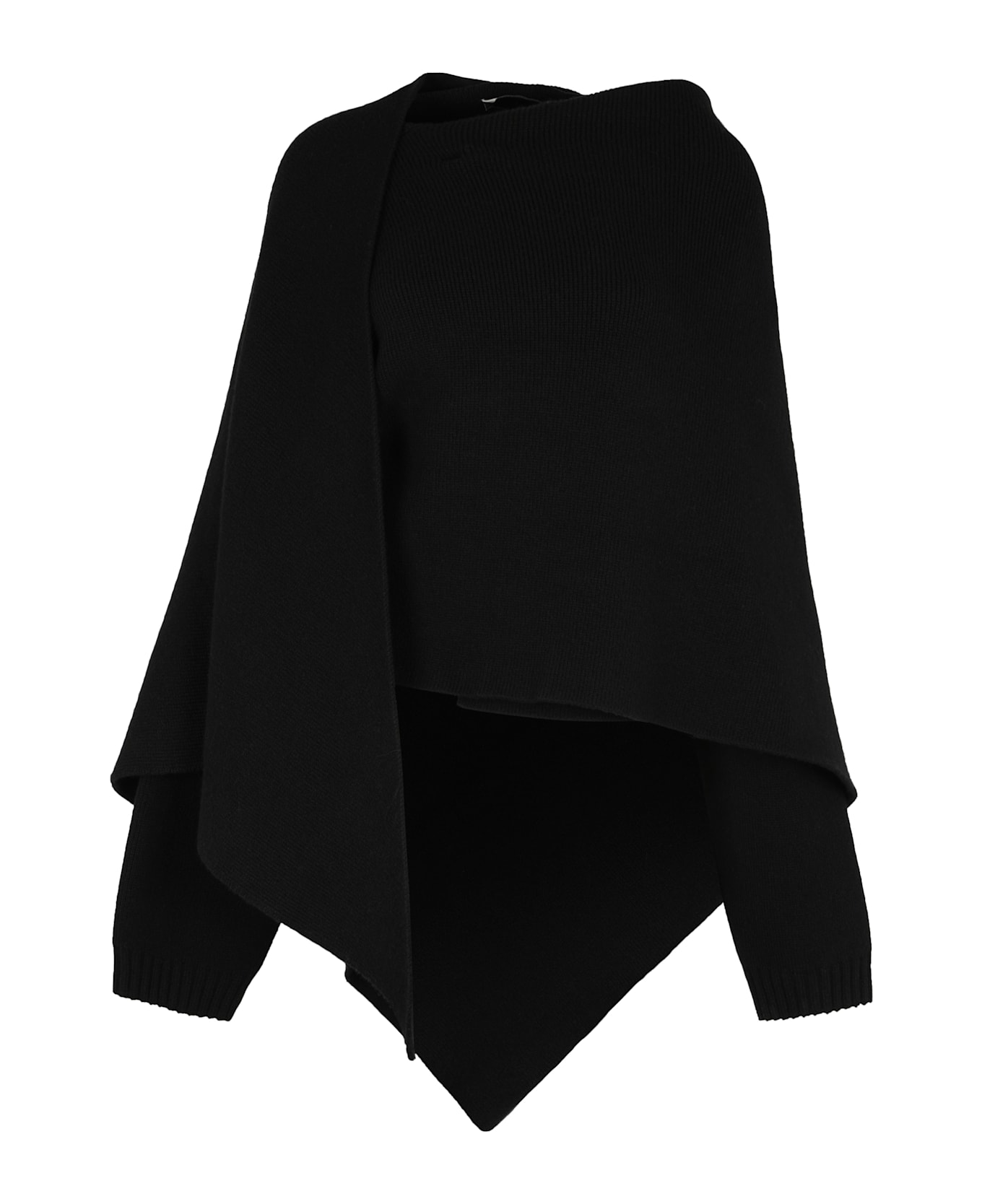 Alberta Ferretti Merino Wool And Cashmere Cape - black