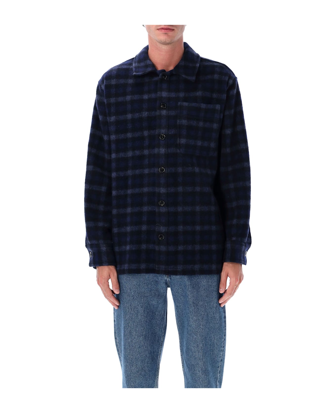 A.P.C. Stanley Checked Wool Overshirt - DARK NAVY