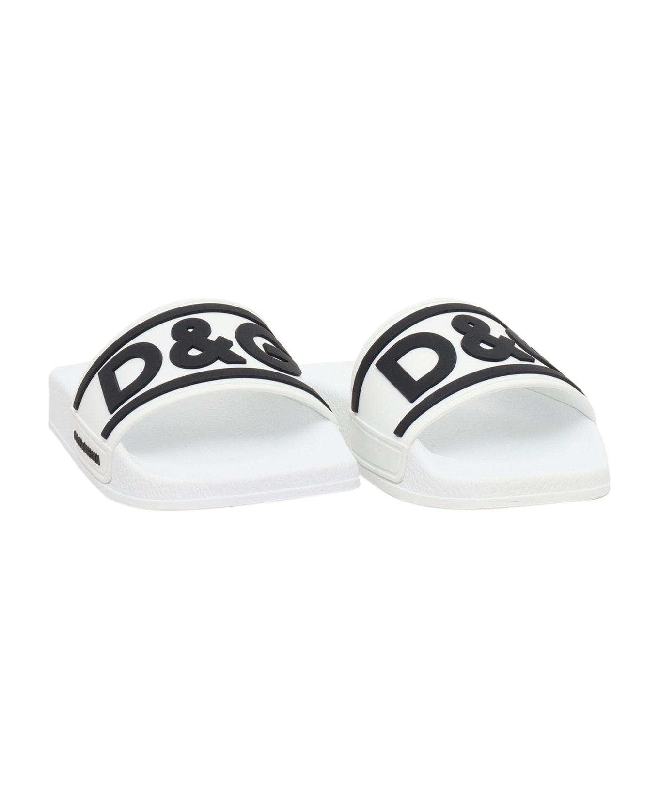Dolce & Gabbana White D&g Slippers - WHITE シューズ