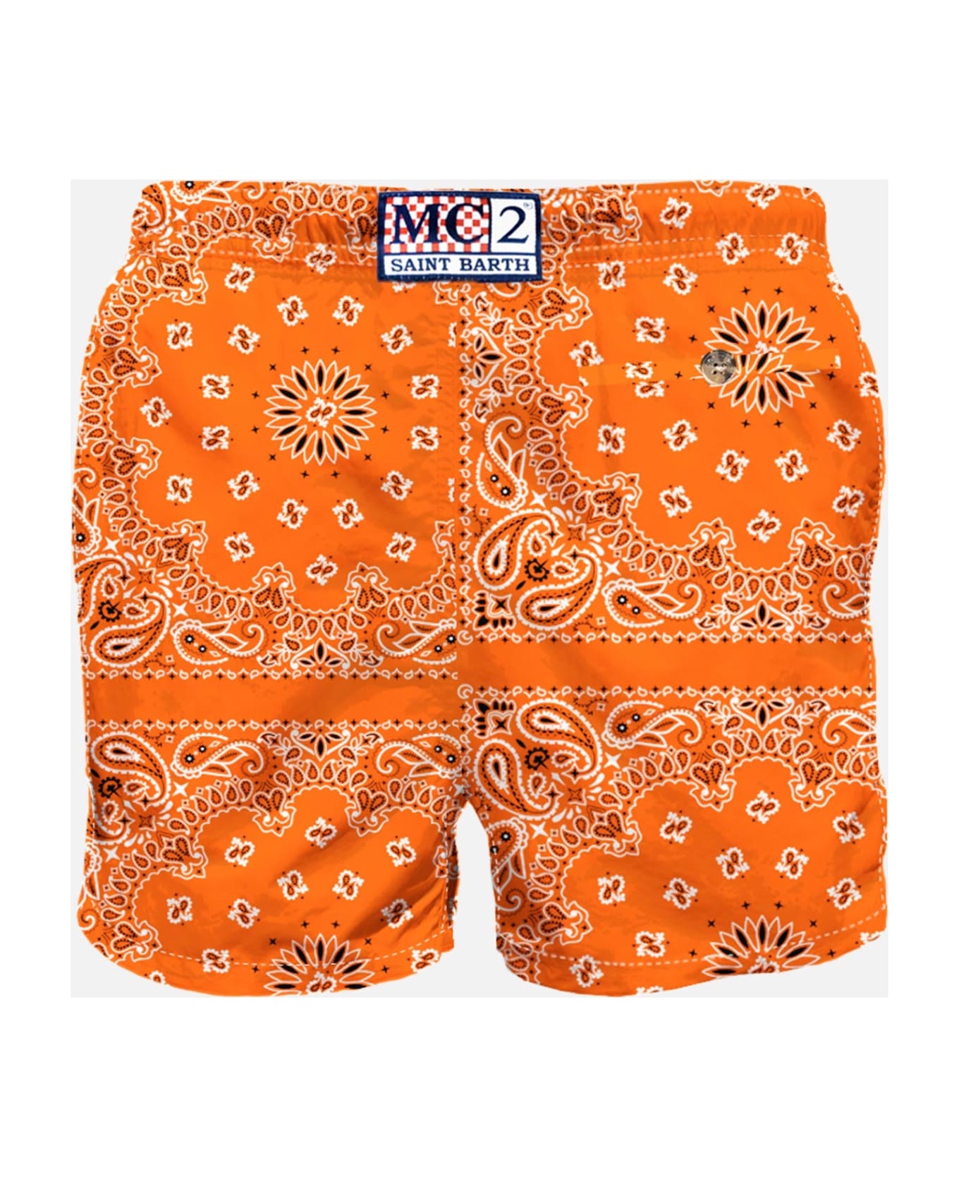 MC2 Saint Barth Man Swim Shorts With Orange Bandanna Print - ORANGE スイムトランクス