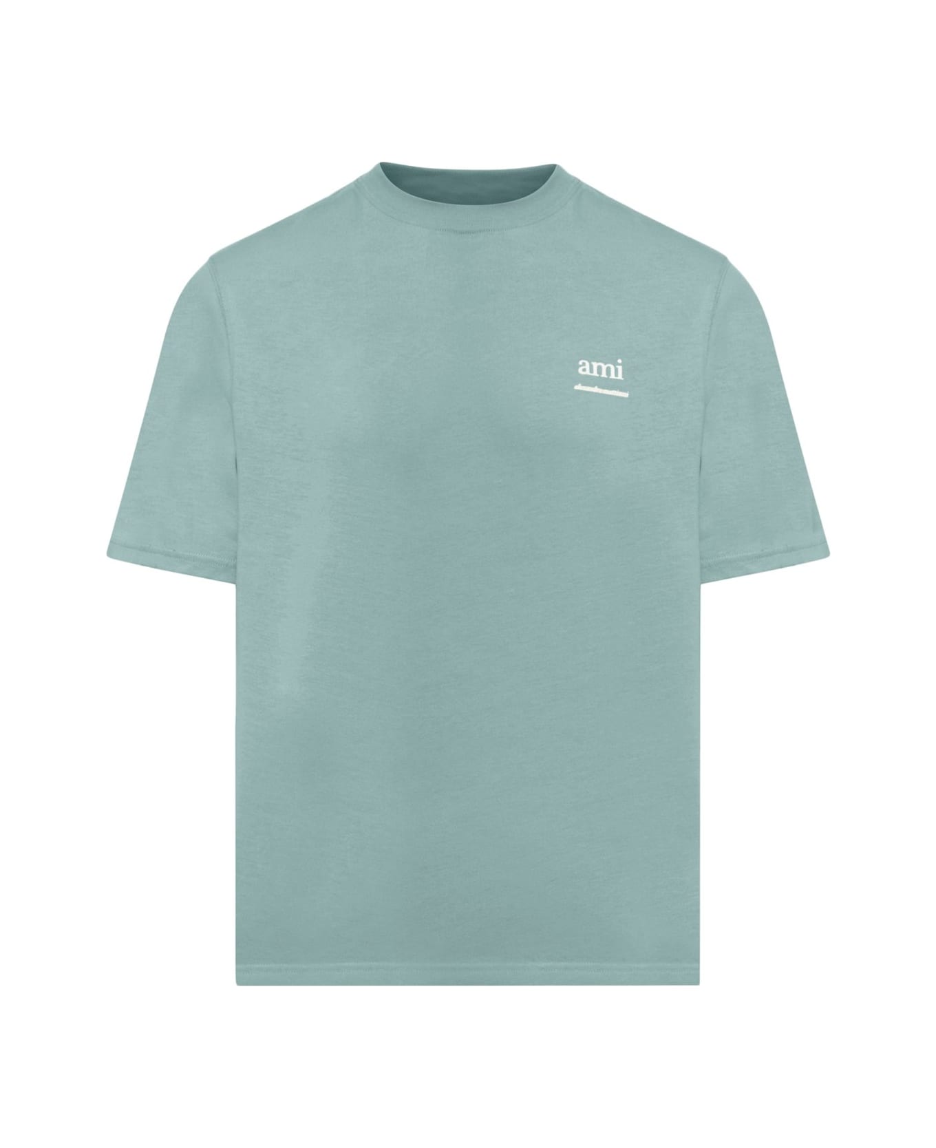 Ami Alexandre Mattiussi Paris Logo Printed Crewneck T-shirt - GREEN