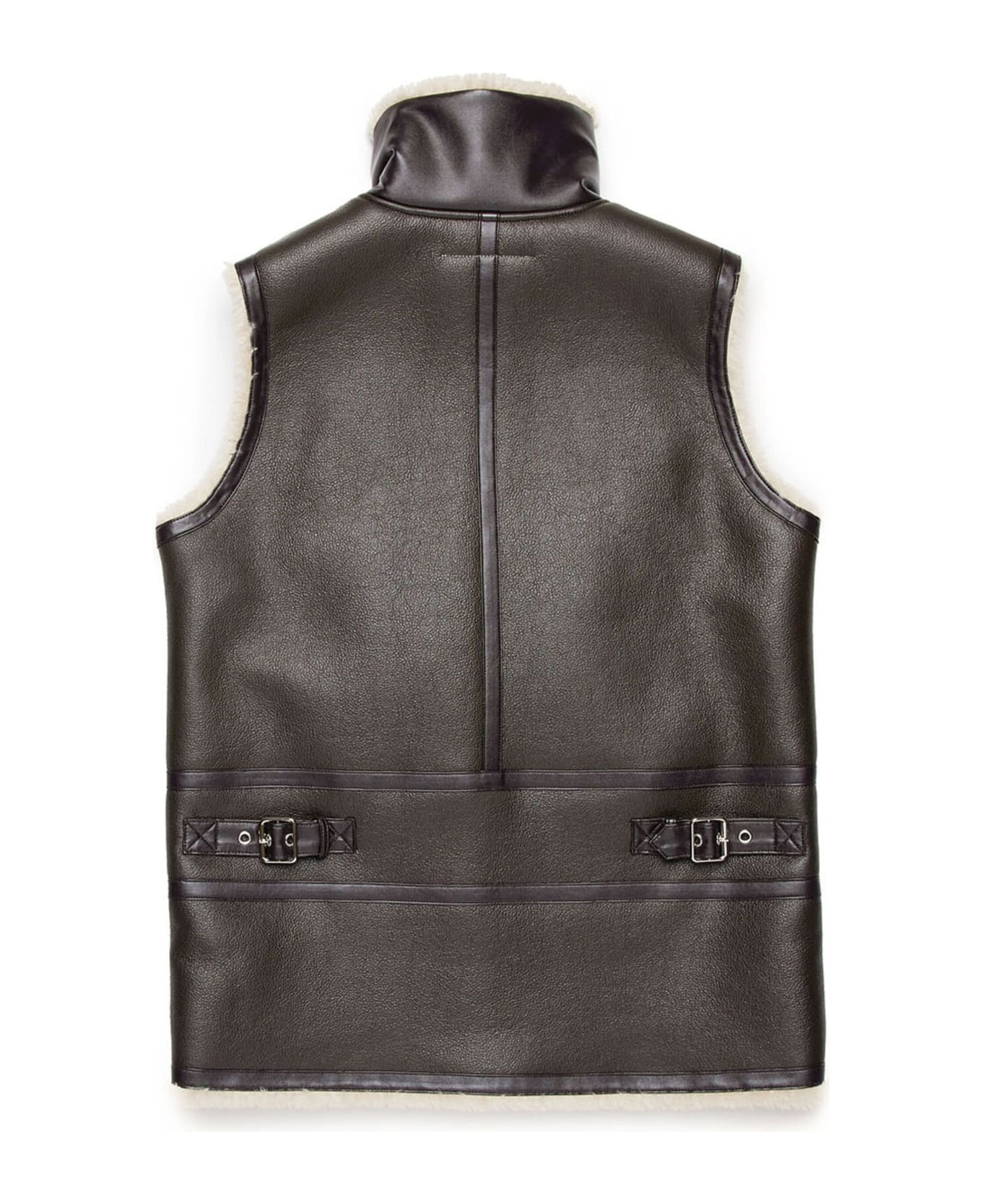 MM6 Maison Margiela Gilet Con Bordo In Shearling - Brown