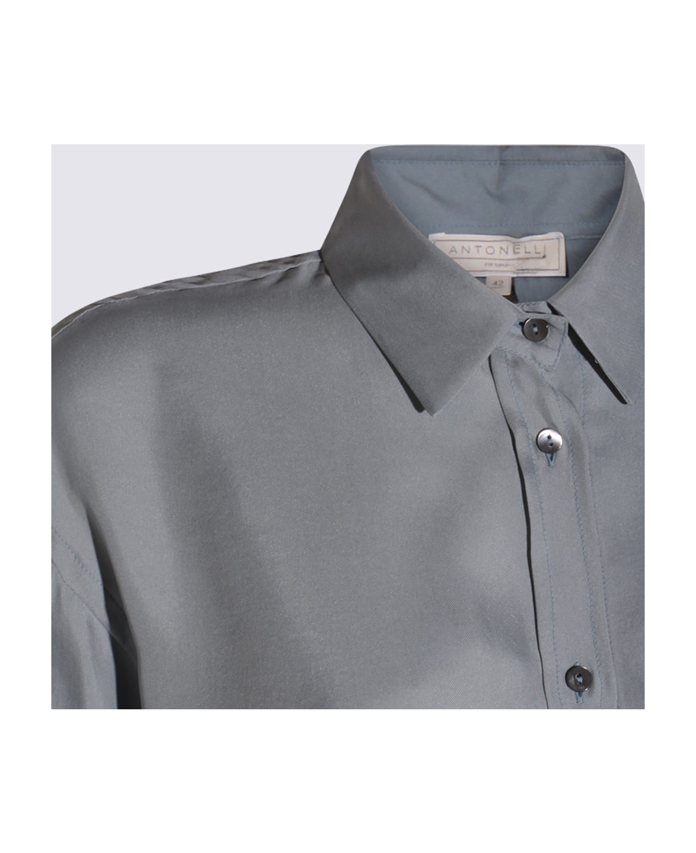 Antonelli Light Blue Silk Quirino Shirt - Blue