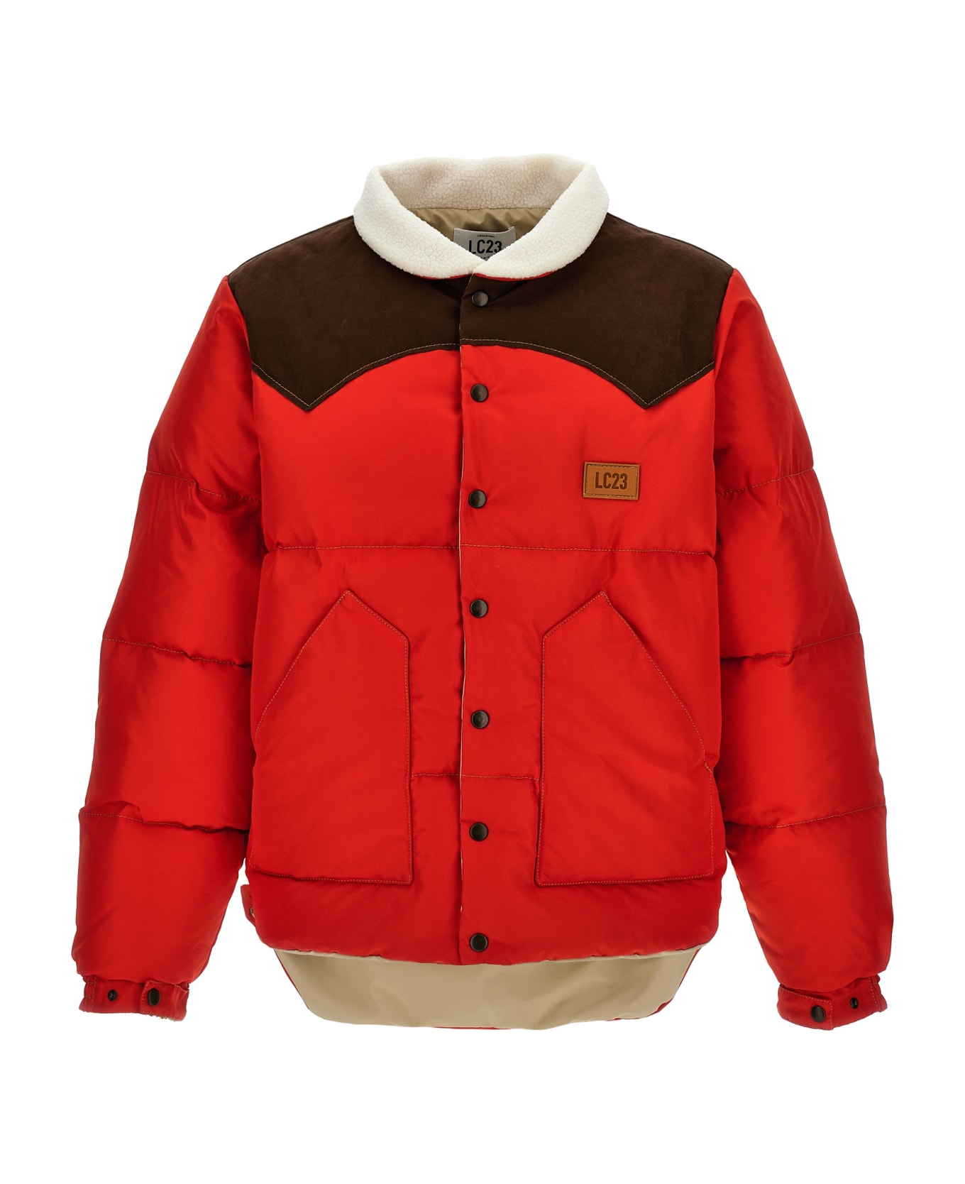 LC23 'paneled' Down Jacket - Red