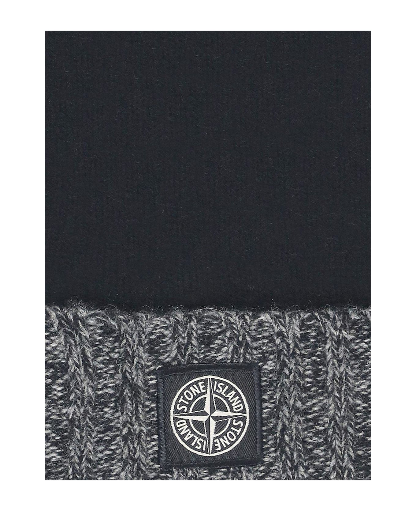 Stone Island Logo Patch Turn-up Beanie