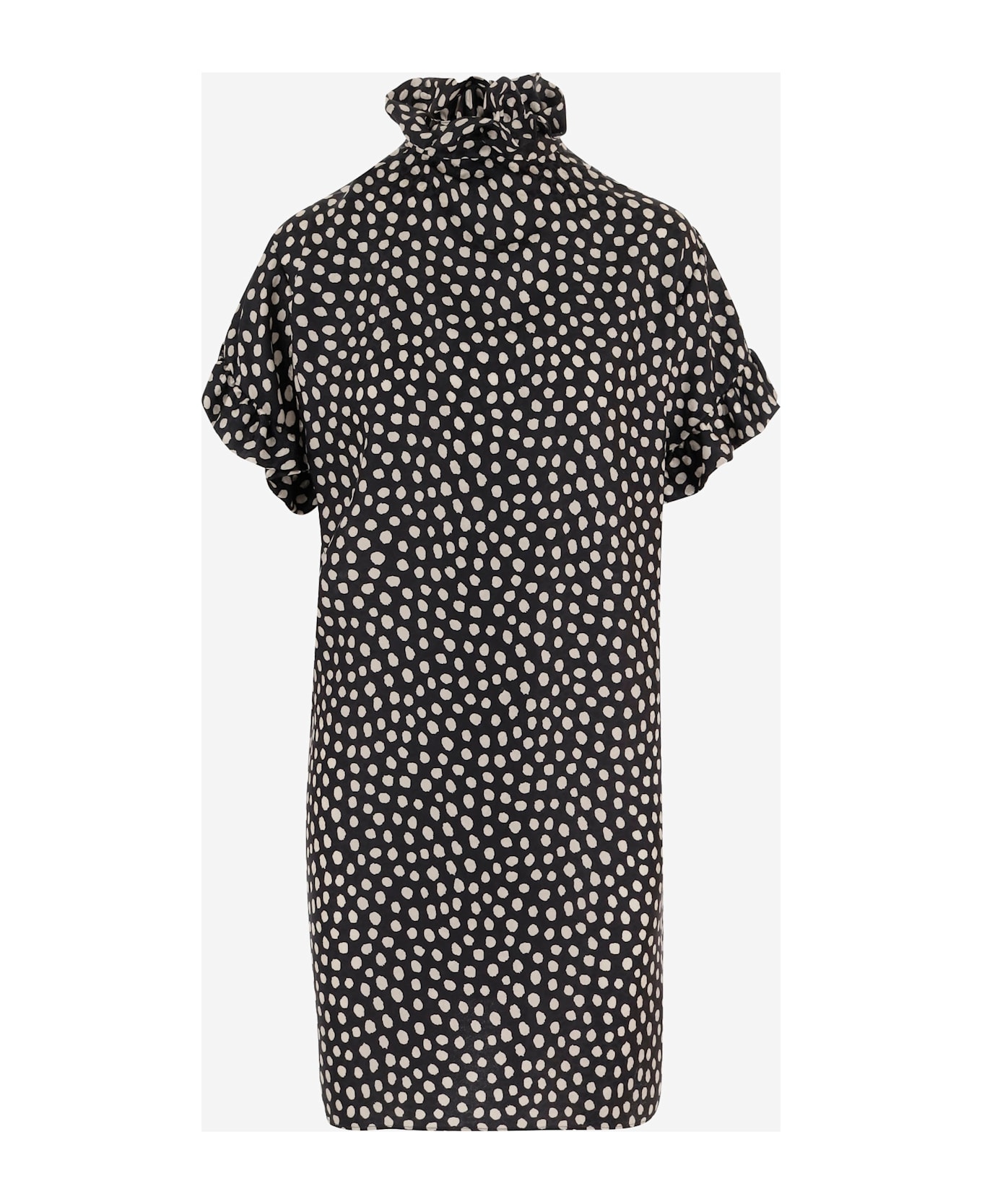 Chloé Short-sleeved Silk Jacquard Mini Dress - Black