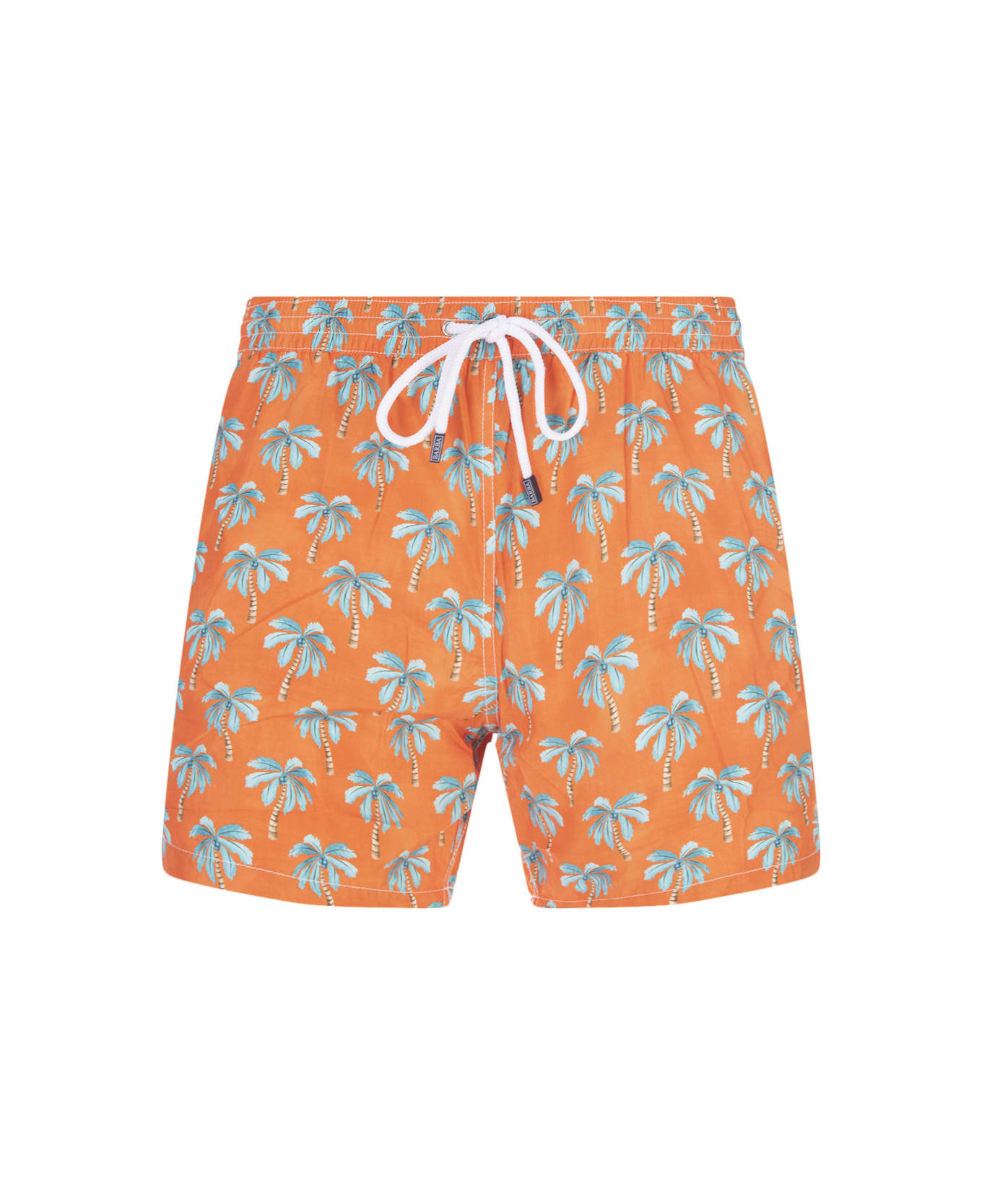 Barba Napoli Orange Swim Shorts With Palm Pattern