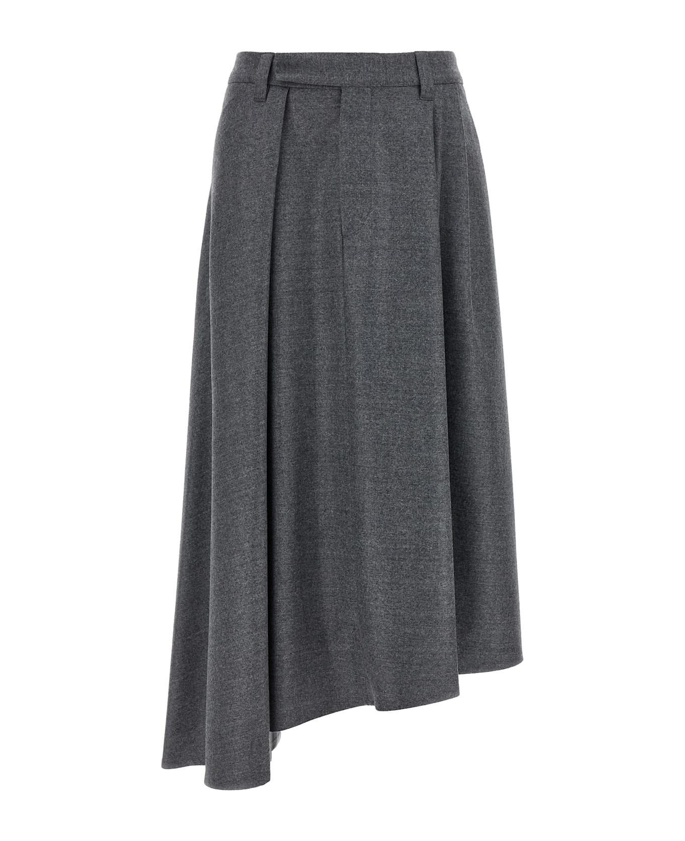 Brunello Cucinelli Asymmetrical Wool Skirt - Gray スカート