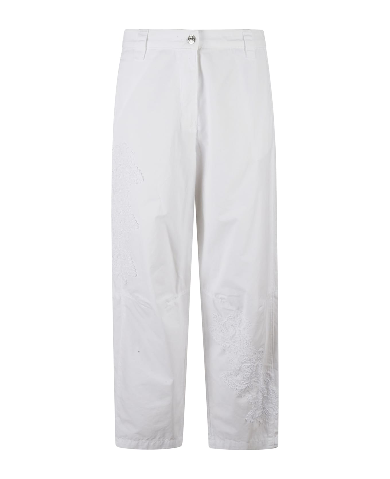 Ermanno Scervino Embroidered Cropped Trousers - White