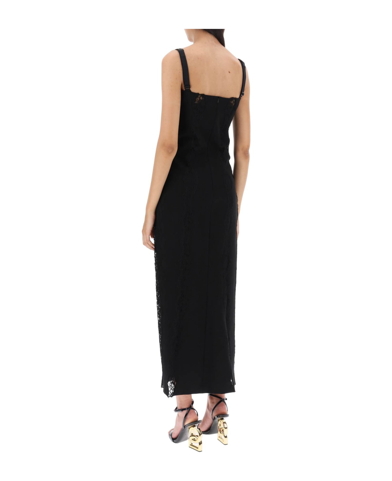 Dolce & Gabbana Jersey And Lace Maxi Dress - NERO (Black)