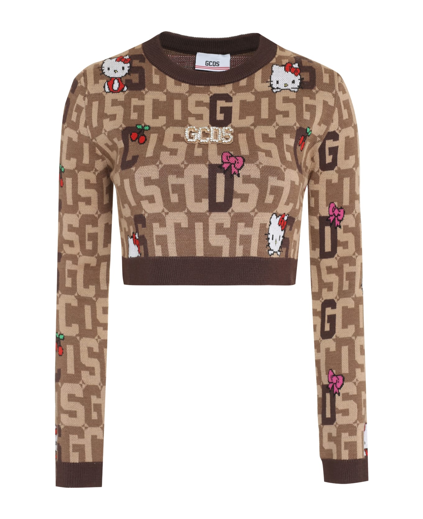 GCDS X Hello Kitty - Wool-blend Crew-neck Sweater - brown