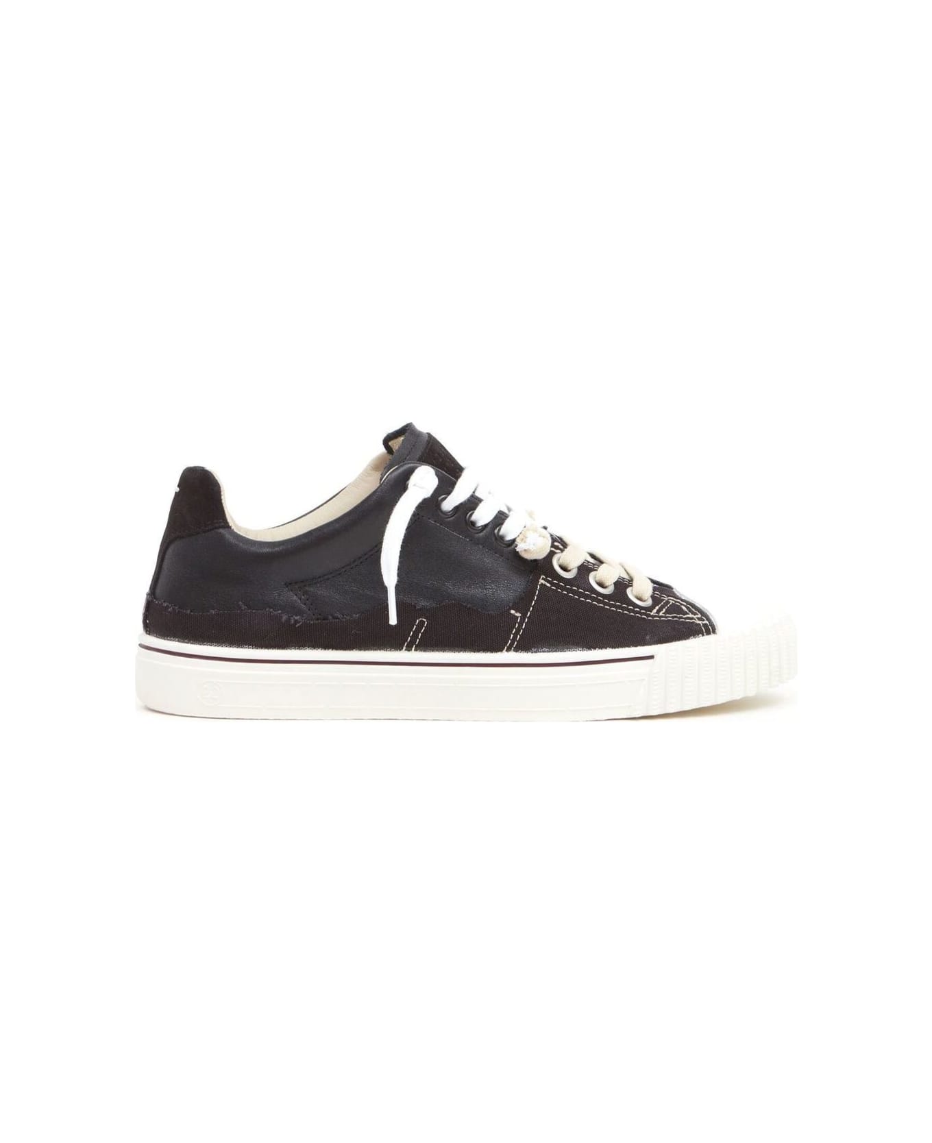 Maison Margiela Black New Evolution Lace-up Sneakers In Leather Woman - Black