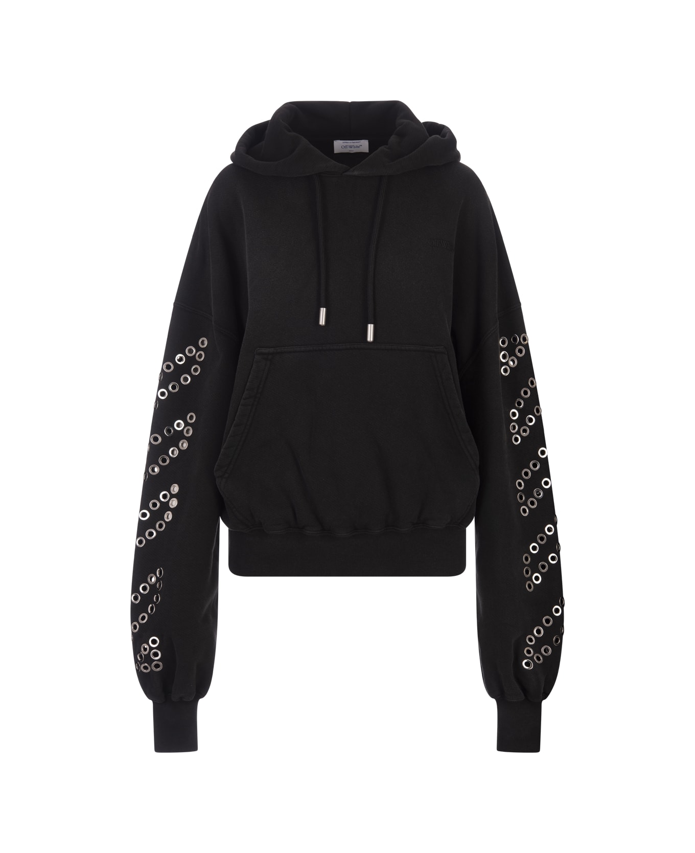 Off-White Diag Eyelet Hoodie In Black - Black