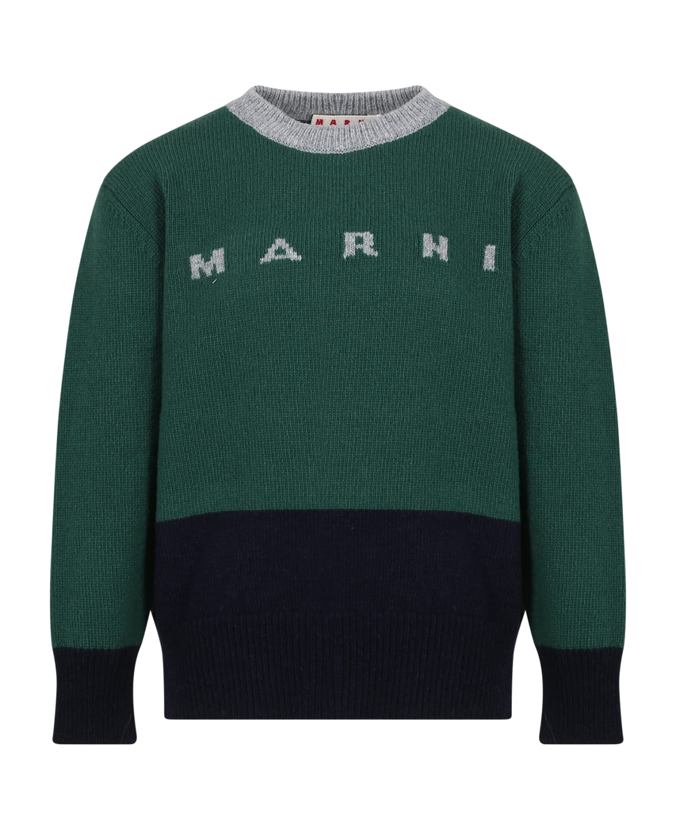 Marni Green Sweater For Kids With Logo - Green ニットウェア＆スウェットシャツ
