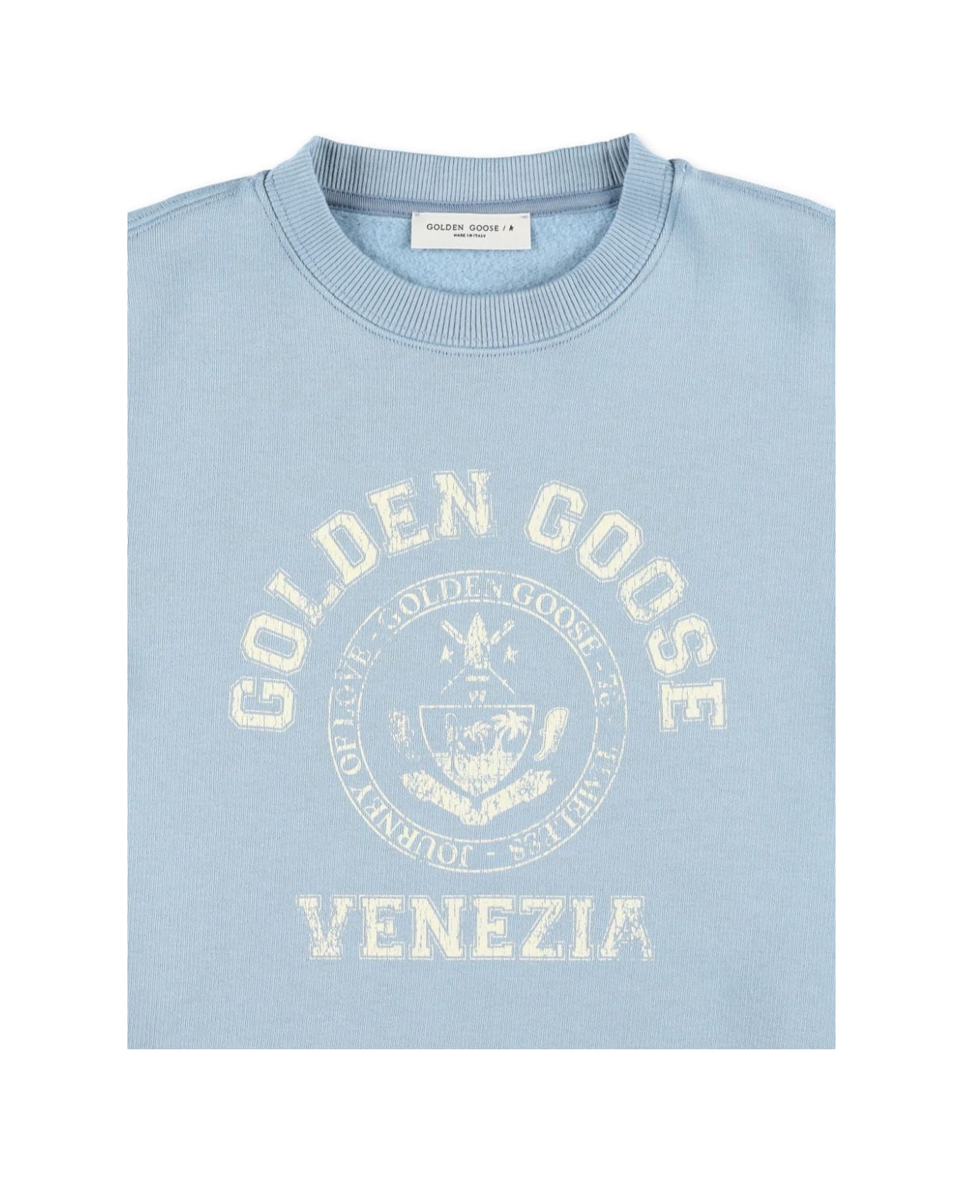 Golden Goose Felpa Con Stampa - Light blue