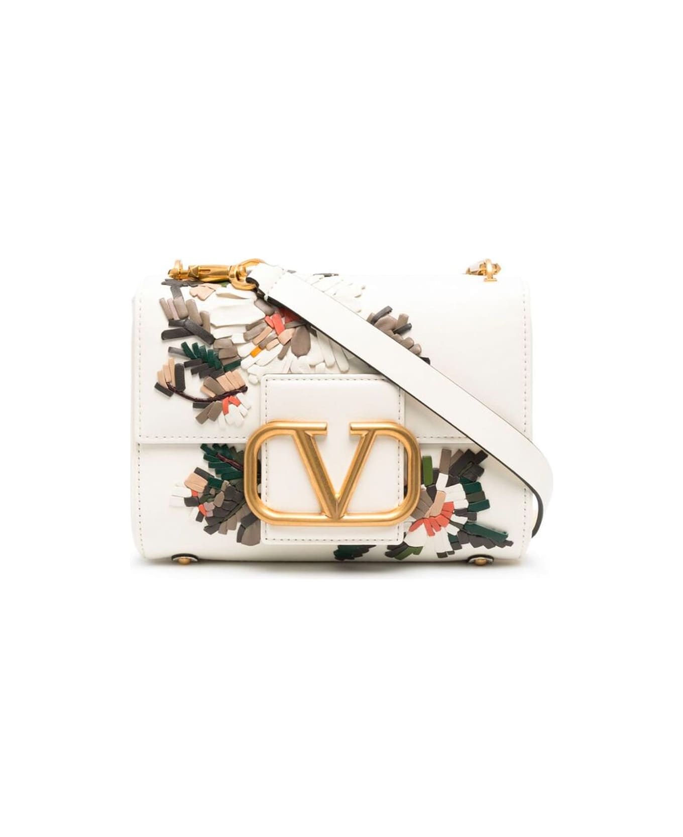 Valentino Garavani V Logo Shoulder Bag - Beige