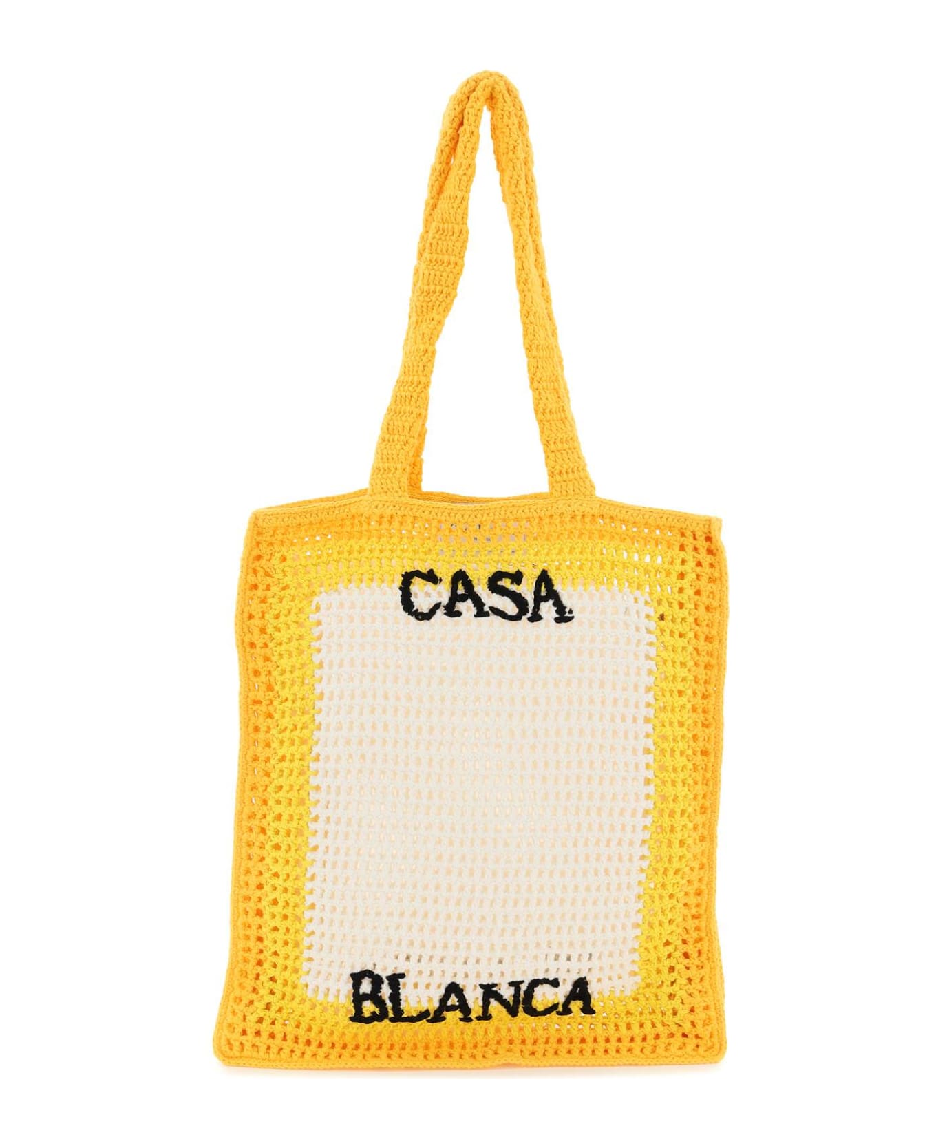 Casablanca Yellow Crochet Cuzimala Shopping Bag - Yellow トートバッグ