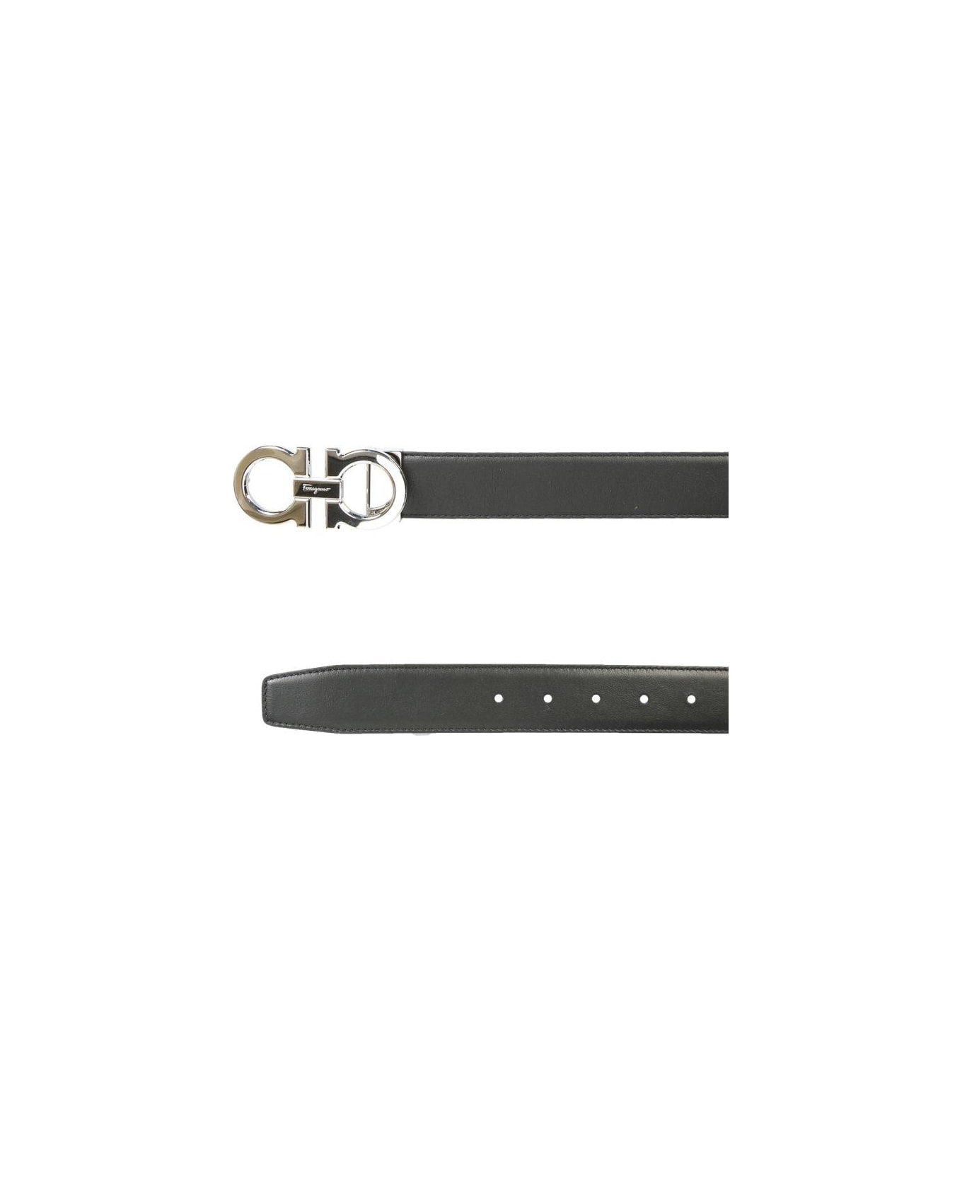 Ferragamo Gancini Reversible Buckle Belt - BLACK/BLUE