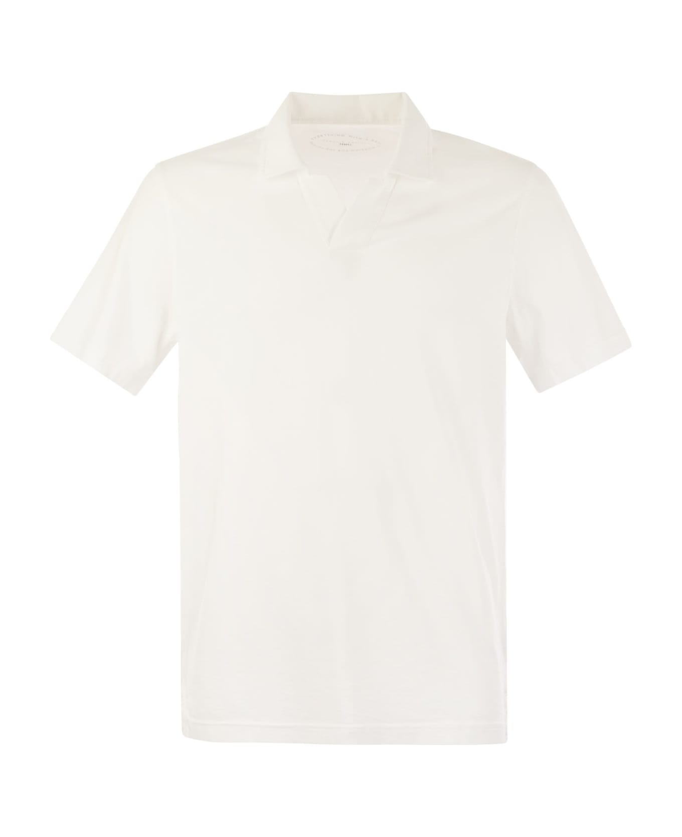 Fedeli Cotton Polo Shirt With Open Collar - White ポロシャツ