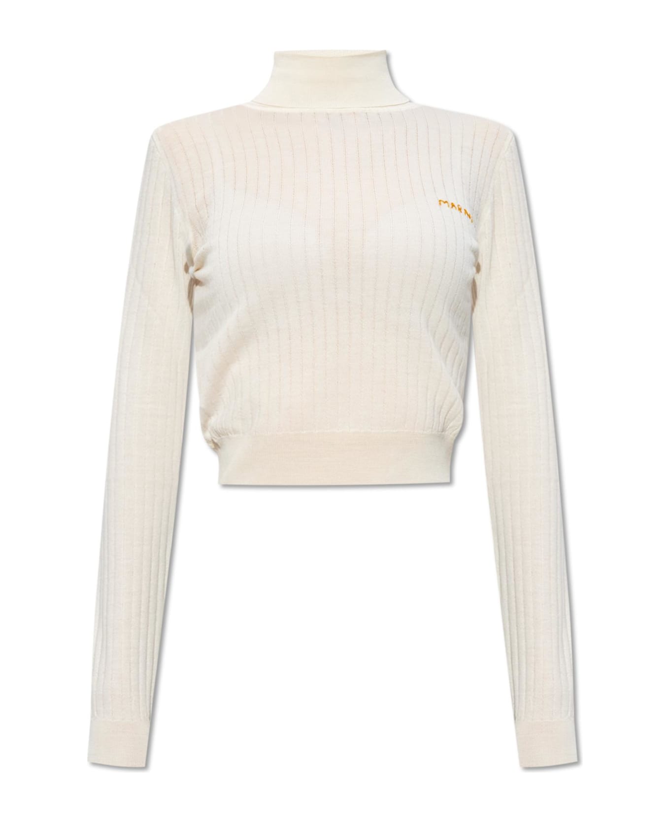 Marni Ribbed Turtleneck Sweater - White
