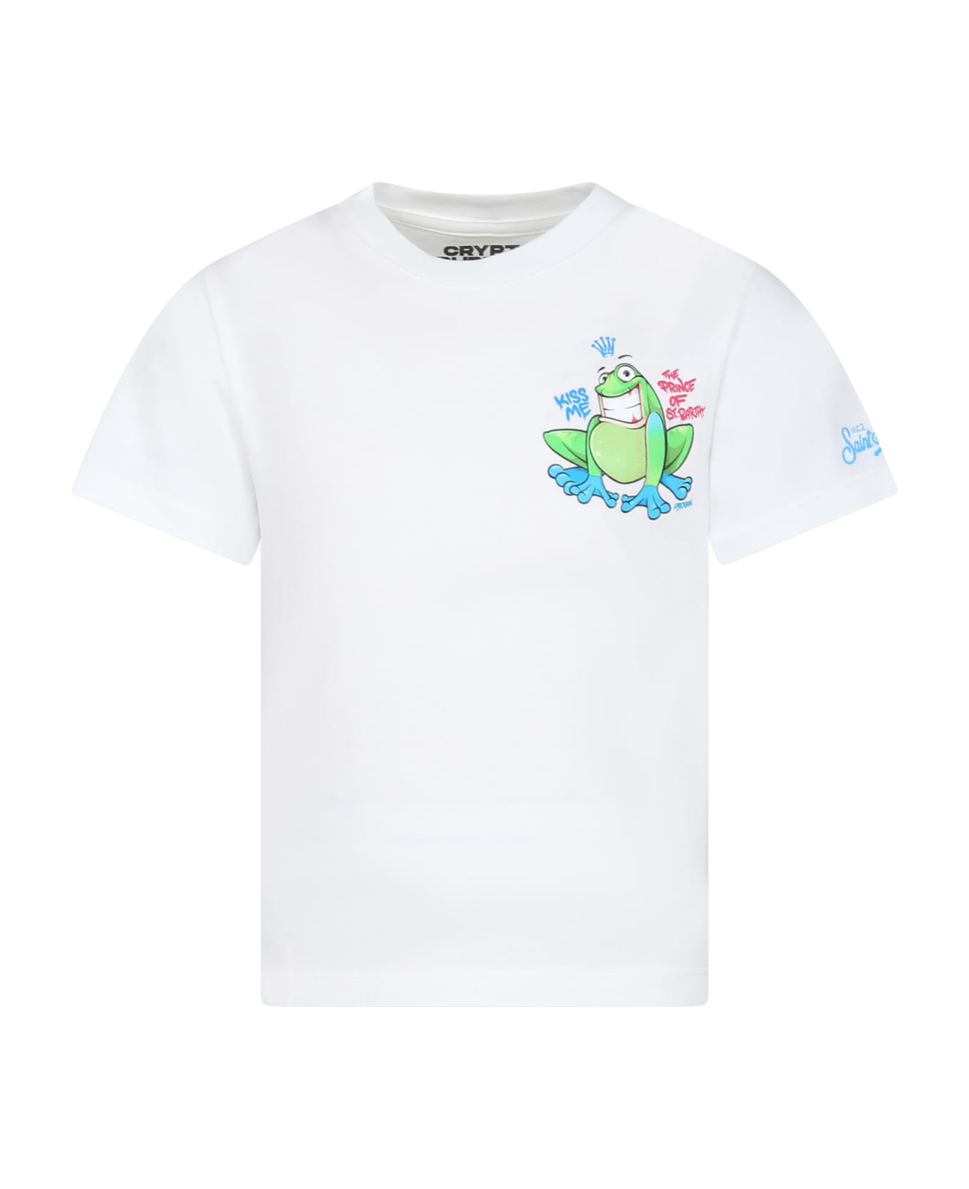 MC2 Saint Barth White T-shirt For Boy With Frog And Logo - White Tシャツ＆ポロシャツ
