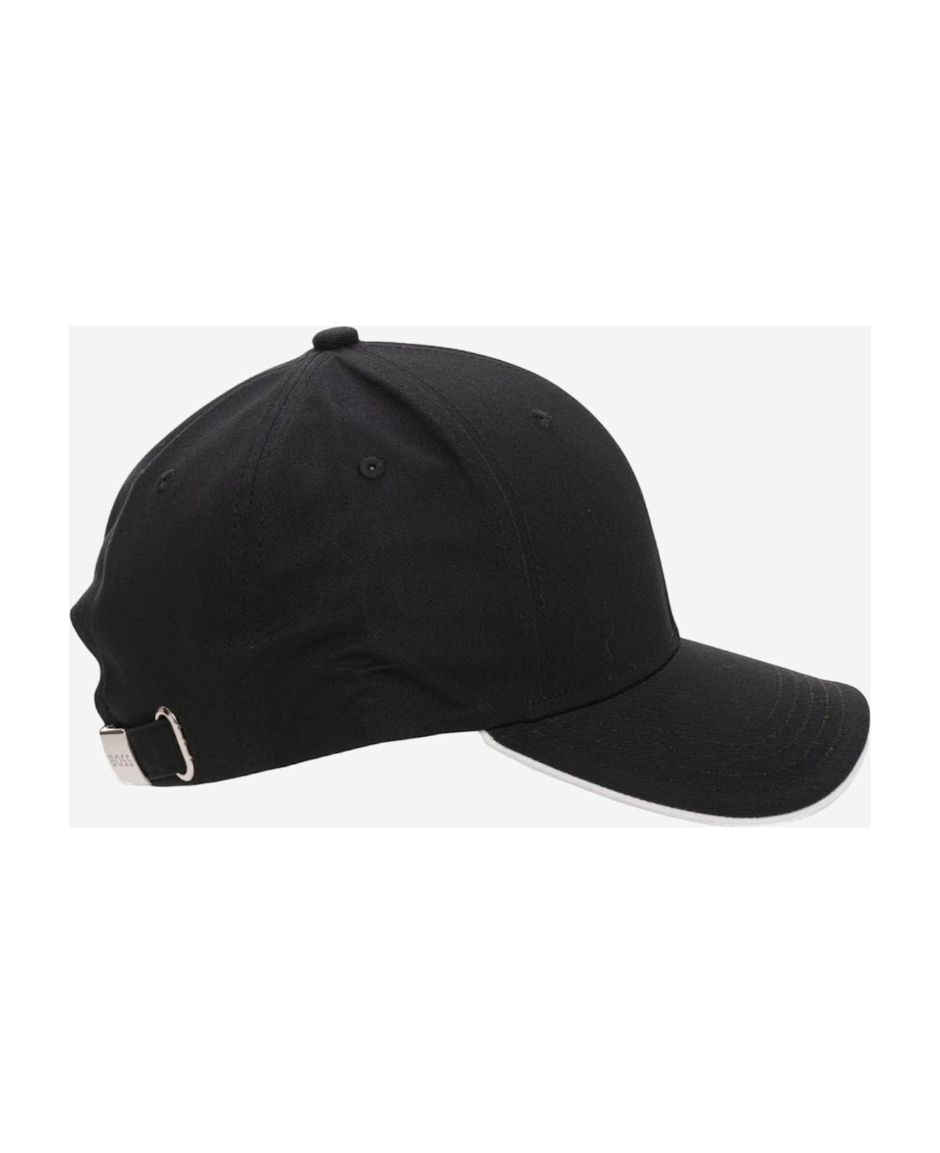 Hugo Boss Cotton Baseball Cap With Logo - Black