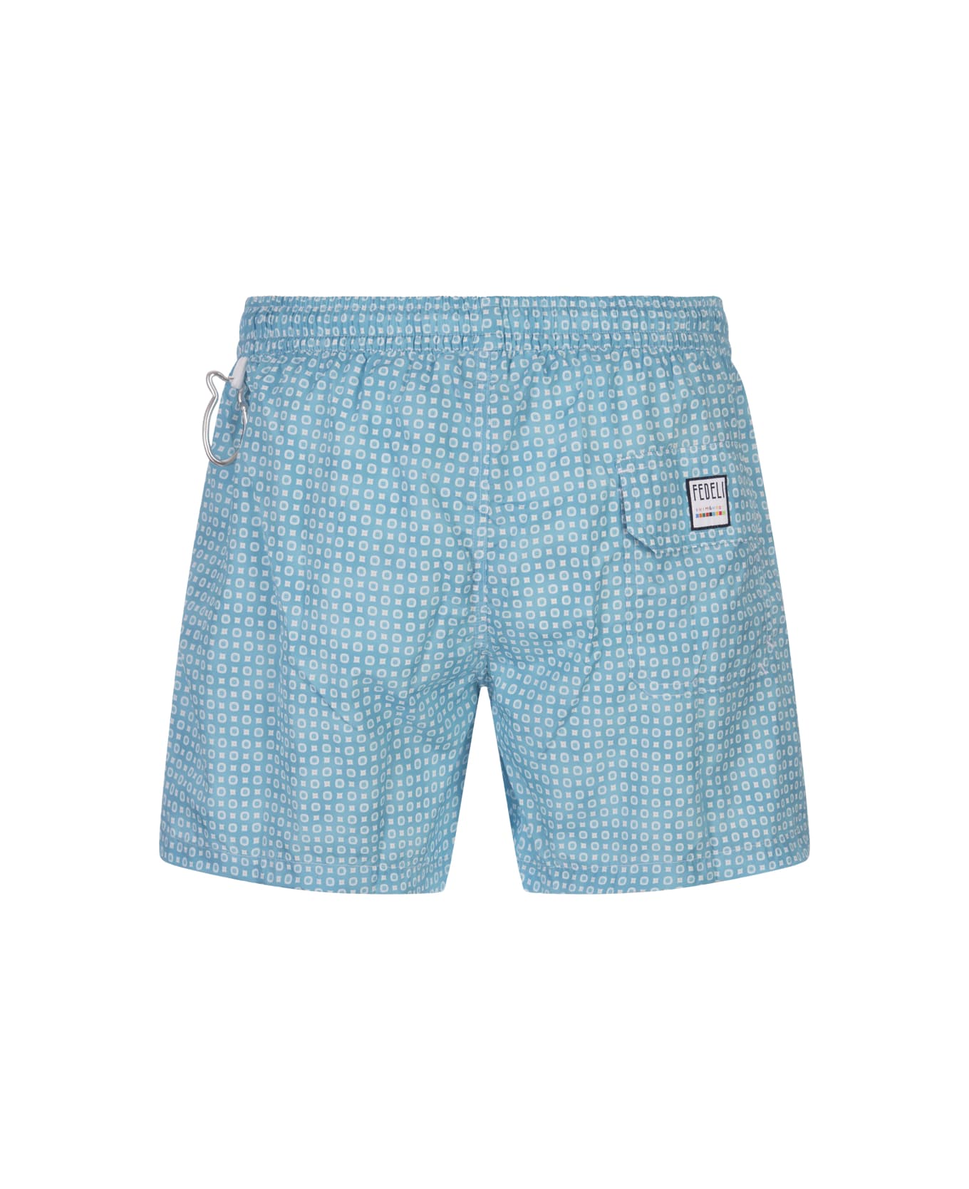 Fedeli Light Blue Swim Shorts With Micro Pattern - Blue