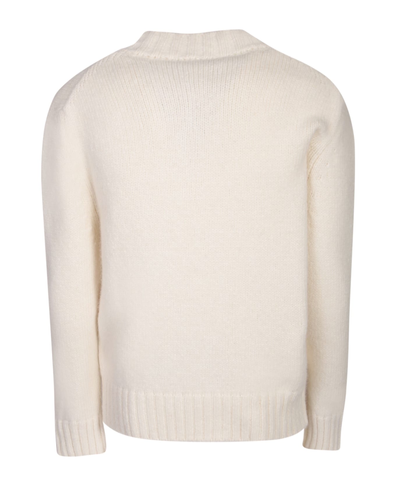 Lardini V-neck White Sweater - White ニットウェア