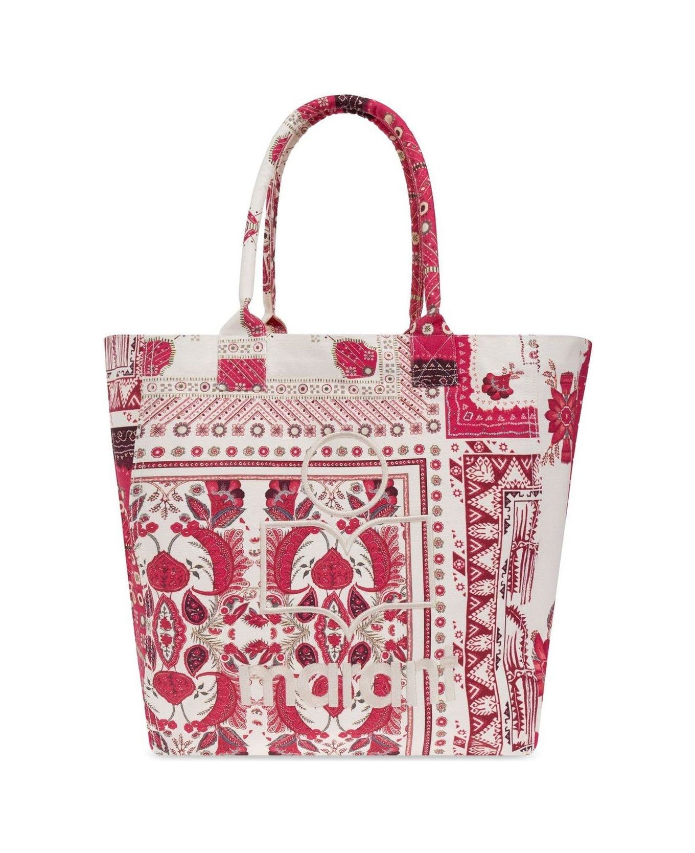 Isabel Marant Yenky Logo Embroidered Shopping Bag - RED/WHITE