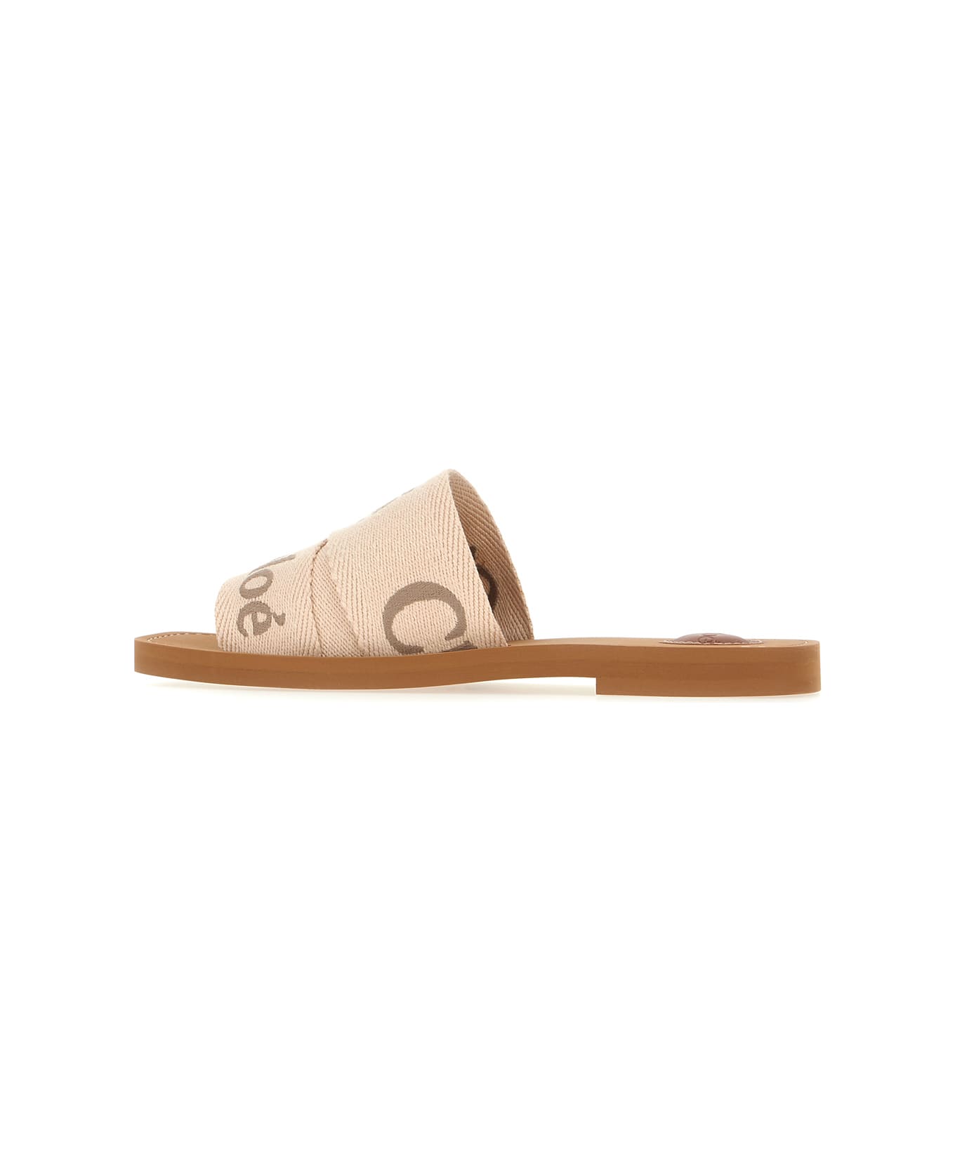 Chloé Sand Linen Blend Woody Slippers - 26Y