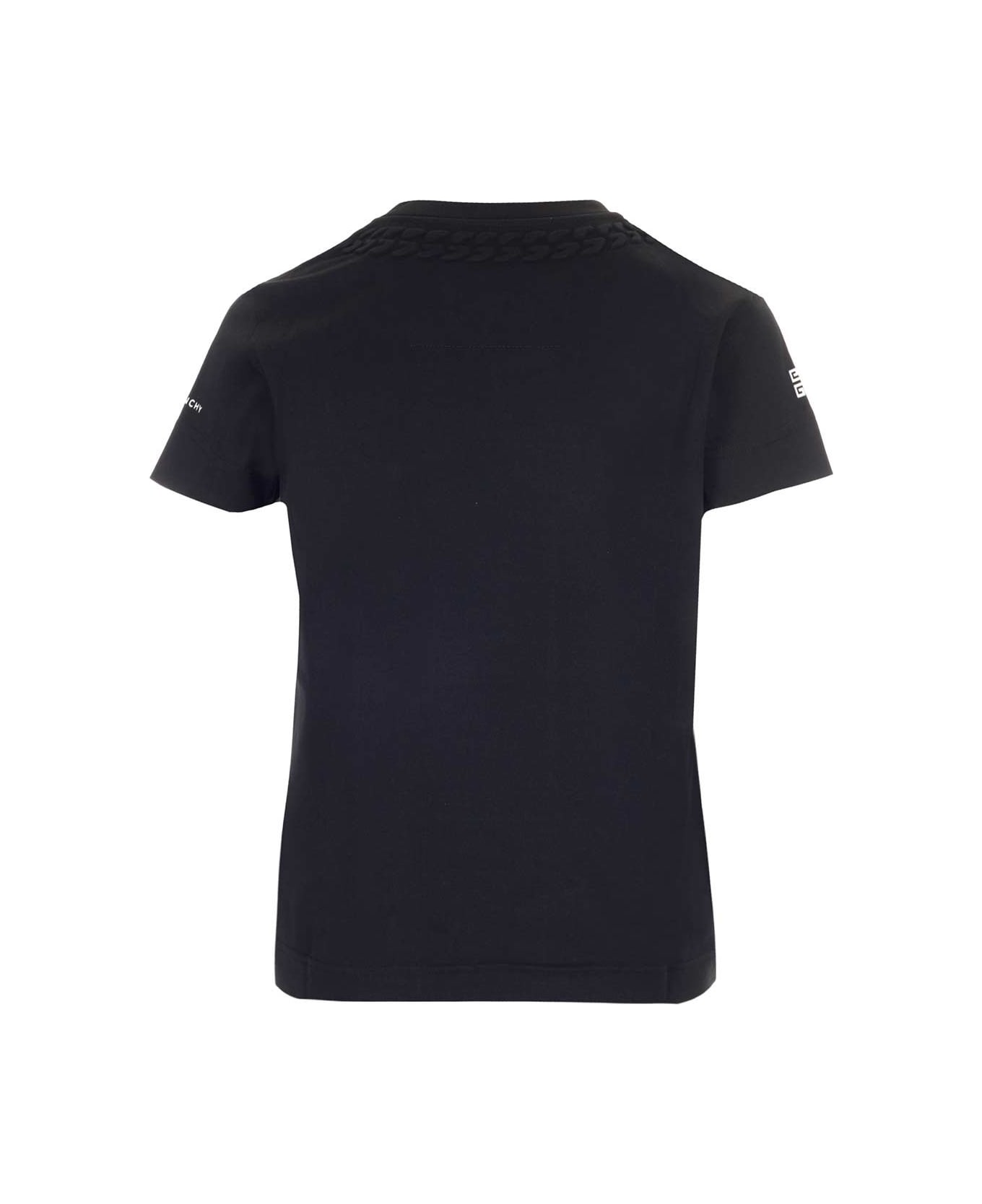 Givenchy Embossed Chain Collar Slimfit Tshirt - BLACK