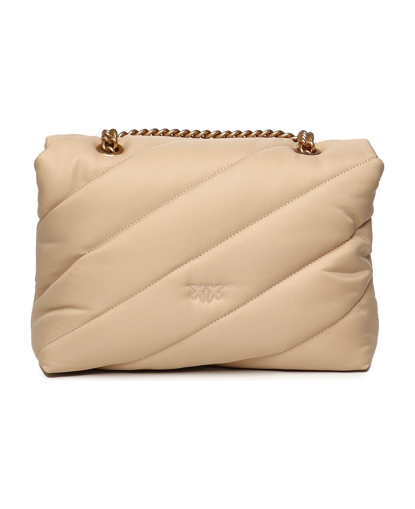 Pinko Love Bag Quilted Fabric Shoulder Bag - Beige