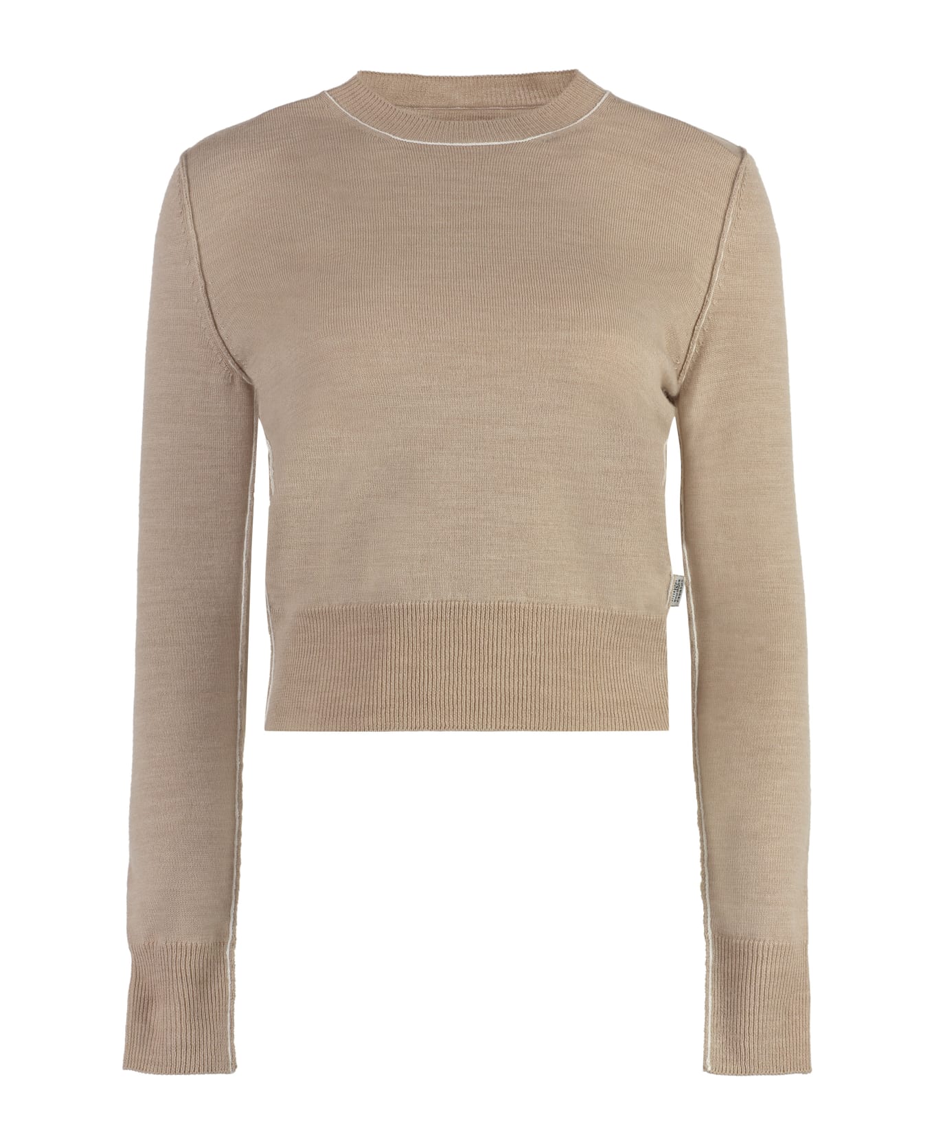 MM6 Maison Margiela Wool-blend Crew-neck Sweater - Sand ニットウェア