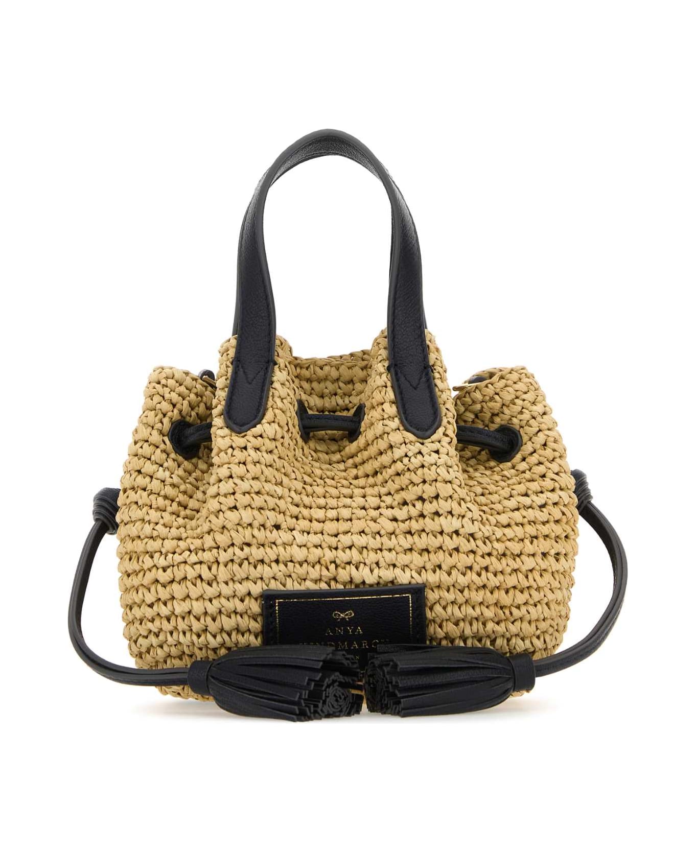 Anya Hindmarch Raffia Small Drawstring Handbag - NATURALMARINE
