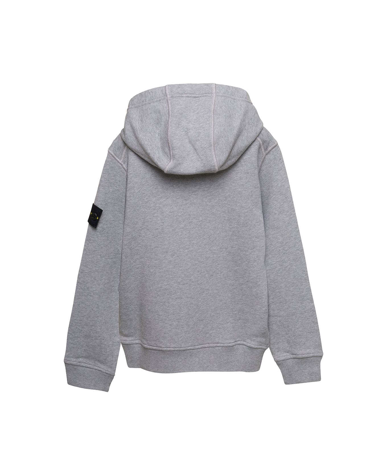 Stone Island Junior Grey Long-sleeved Hoodie And Patch Logo In Cotton Boy ニットウェア＆スウェットシャツ