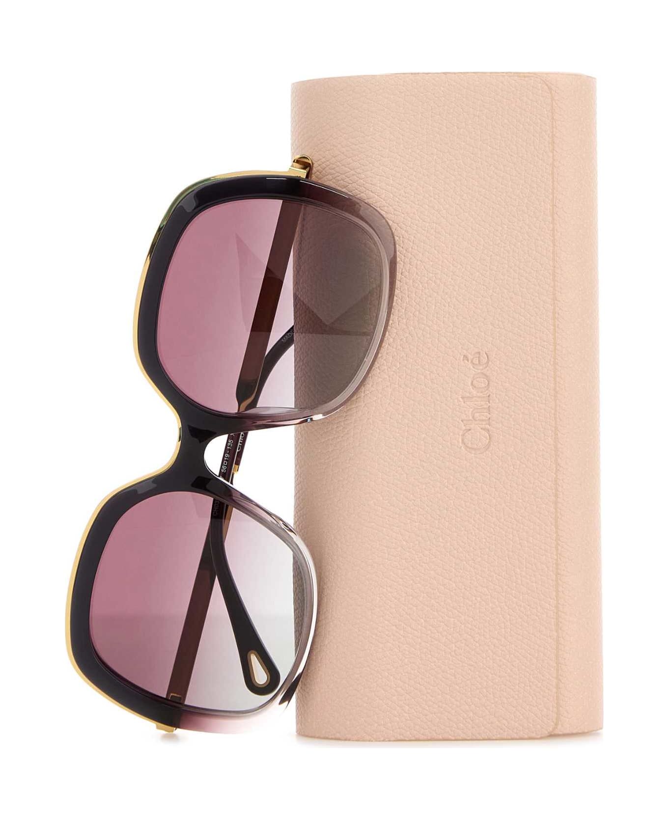 Chloé Purple Acetate Sunglasses - BURGUNDYGOLDRED