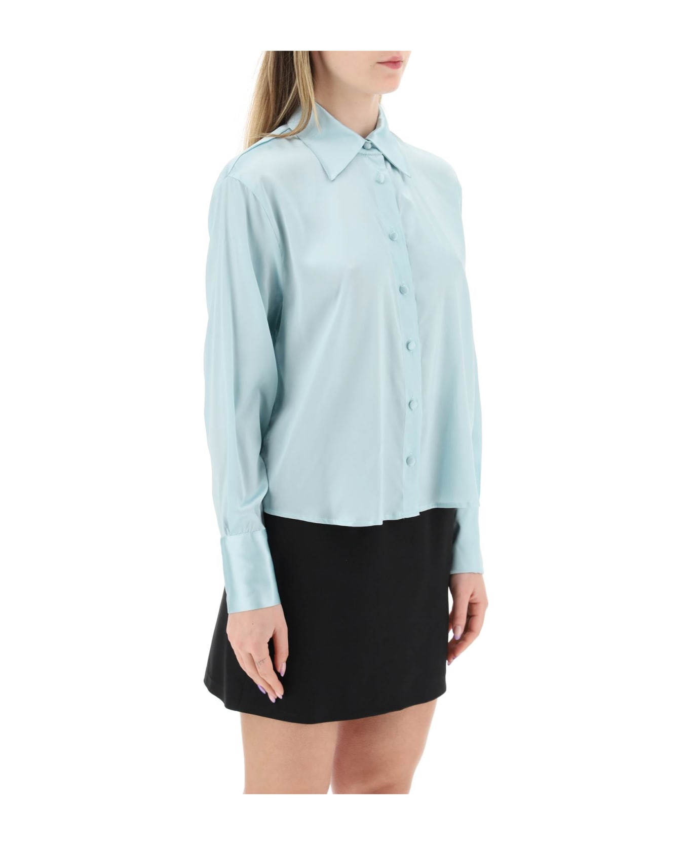 MVP Wardrobe Sunset Boulevard Satin Shirt - ALOE (Light blue) シャツ
