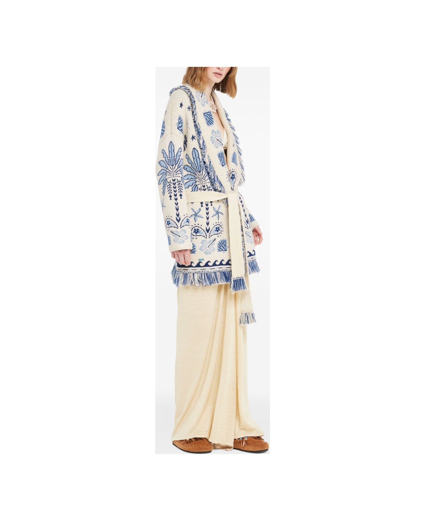 Alanui Echoes Of The Island Wool And Cotton Cardigan - Beige