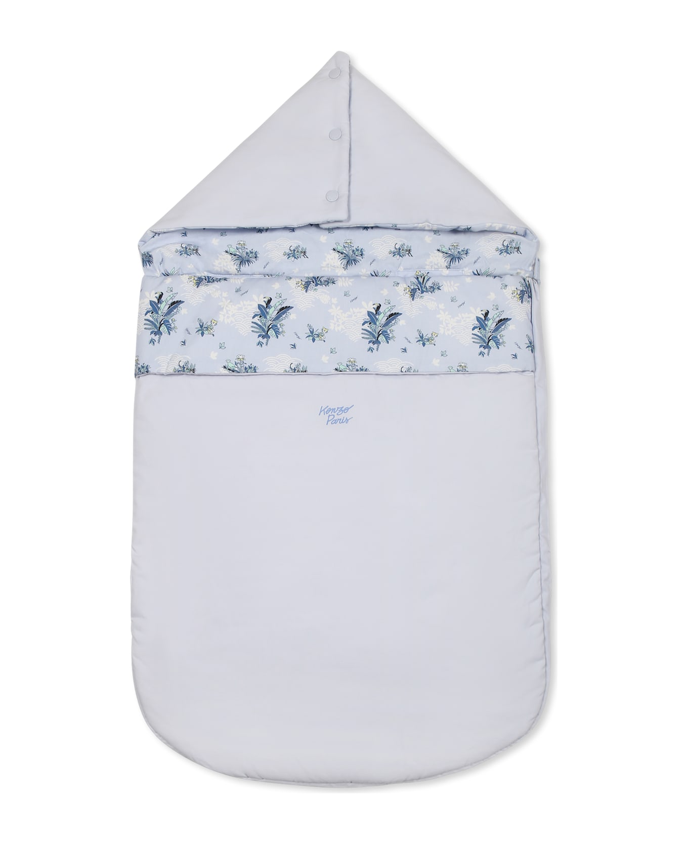 Kenzo Kids Light Blue Reversible Sleeping Bag For Baby Boy With Jungle Print - Light Blue