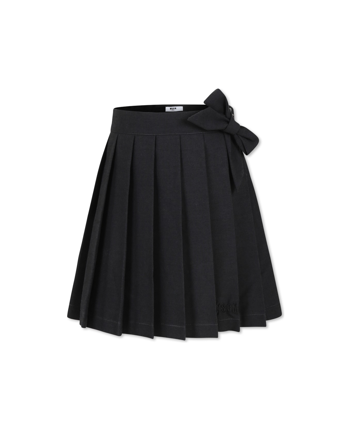 MSGM Grey Skirt For Girl With Bow - Grey