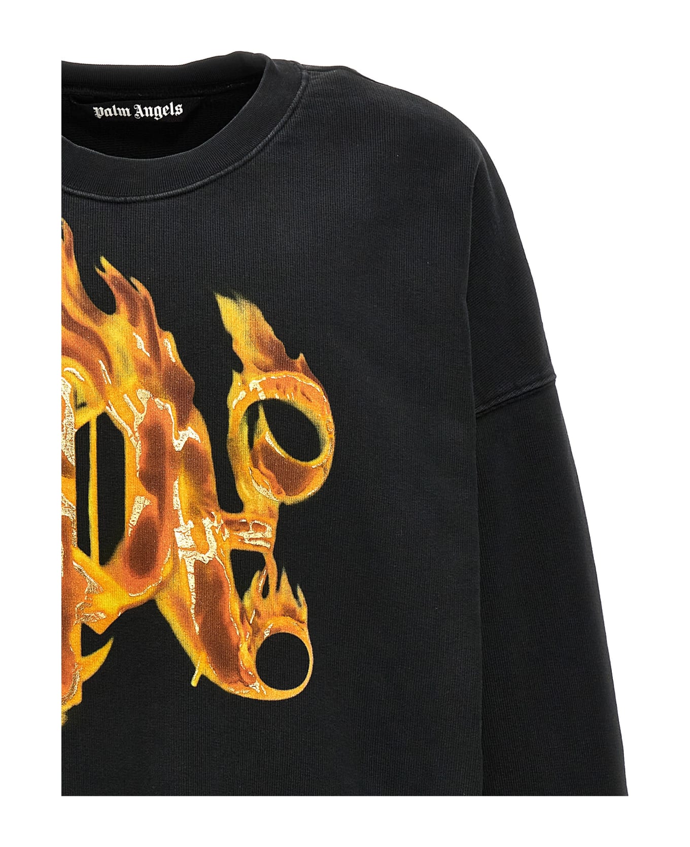 Palm Angels 'burning Monogram' Sweatshirt - Black  