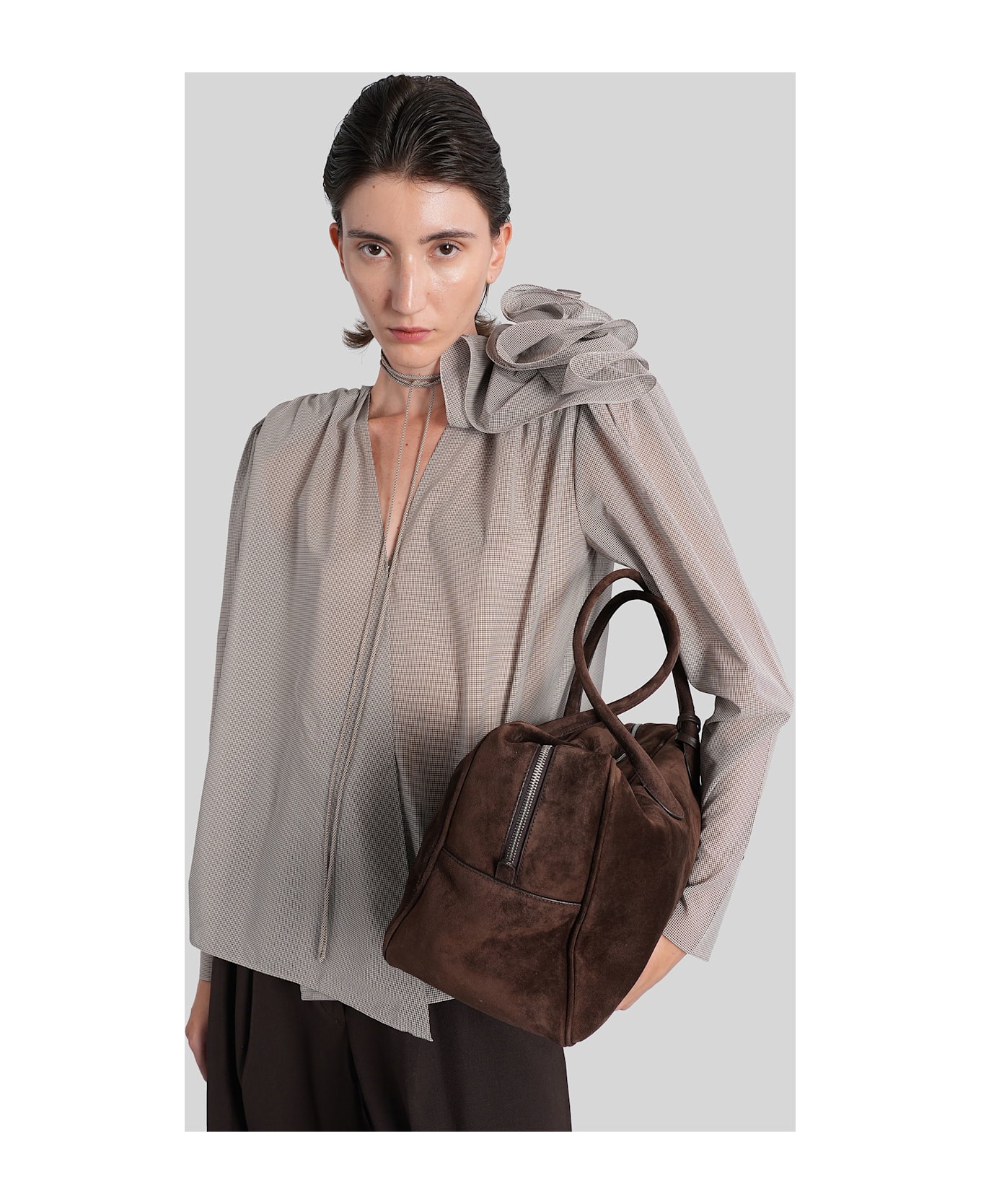 Magda Butrym Blouse 01 Blouse In Brown Silk - brown