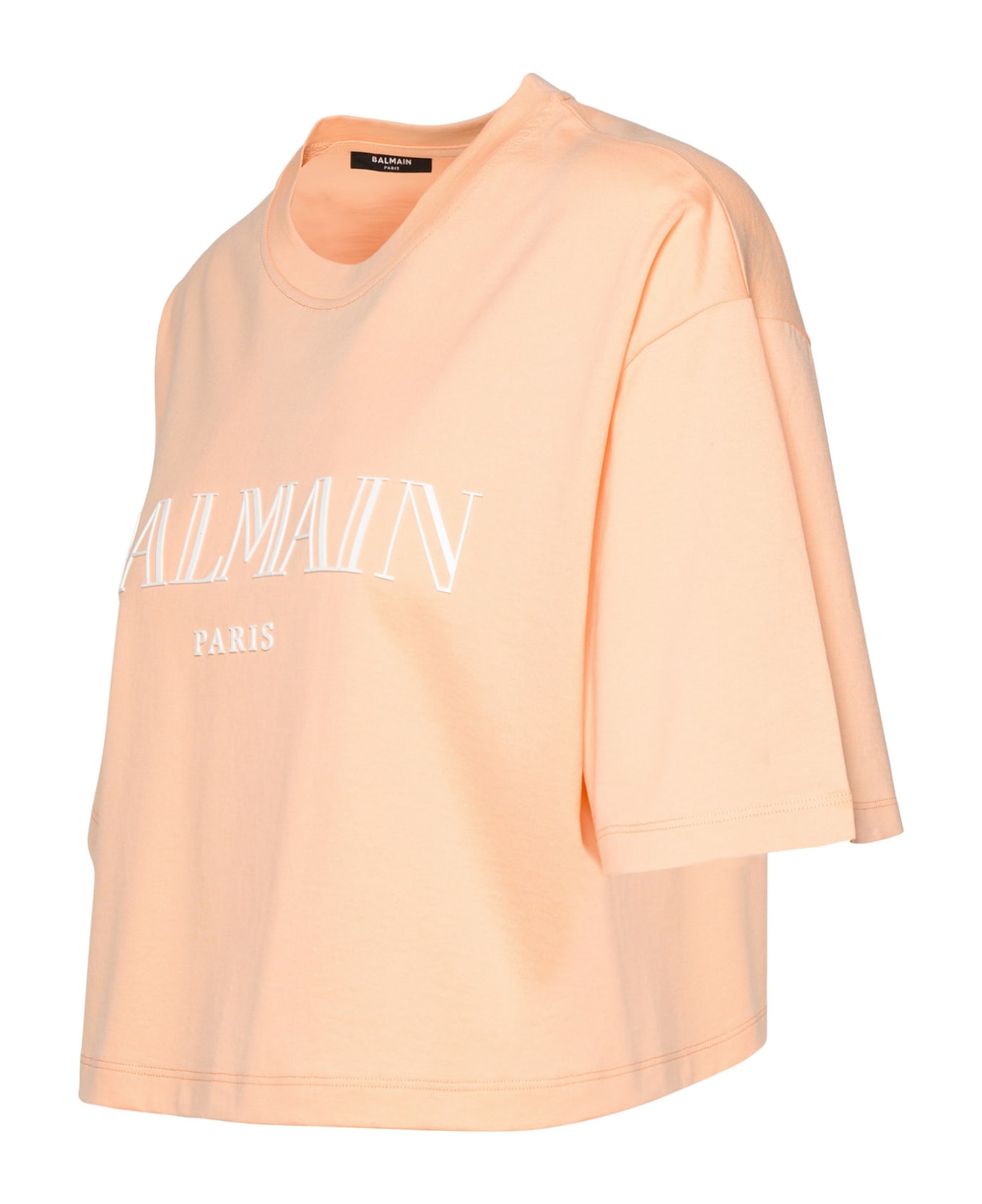 Balmain Orange Cotton Crop T-shirt - Orange