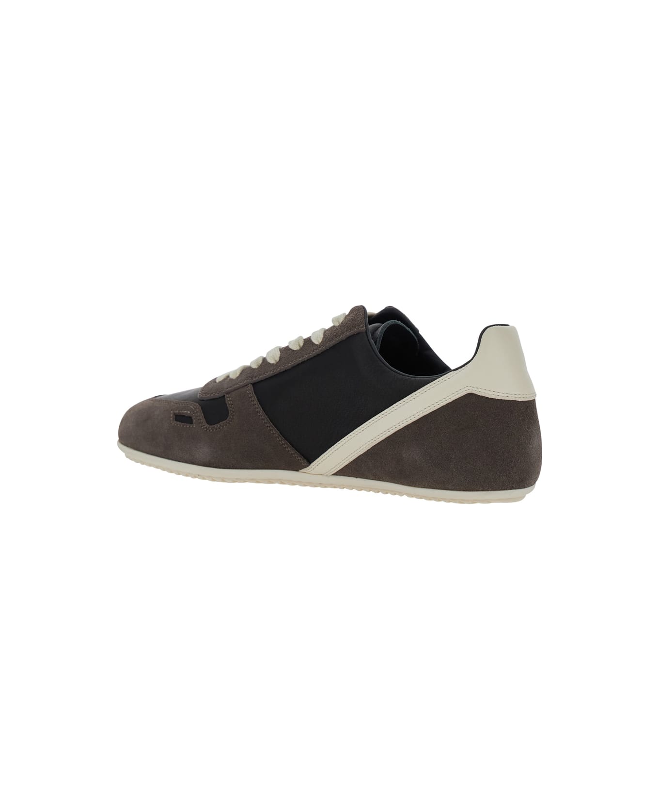 Rick Owens Black Low-top Sneakers With Suede Inserts In Leather Woman - Black