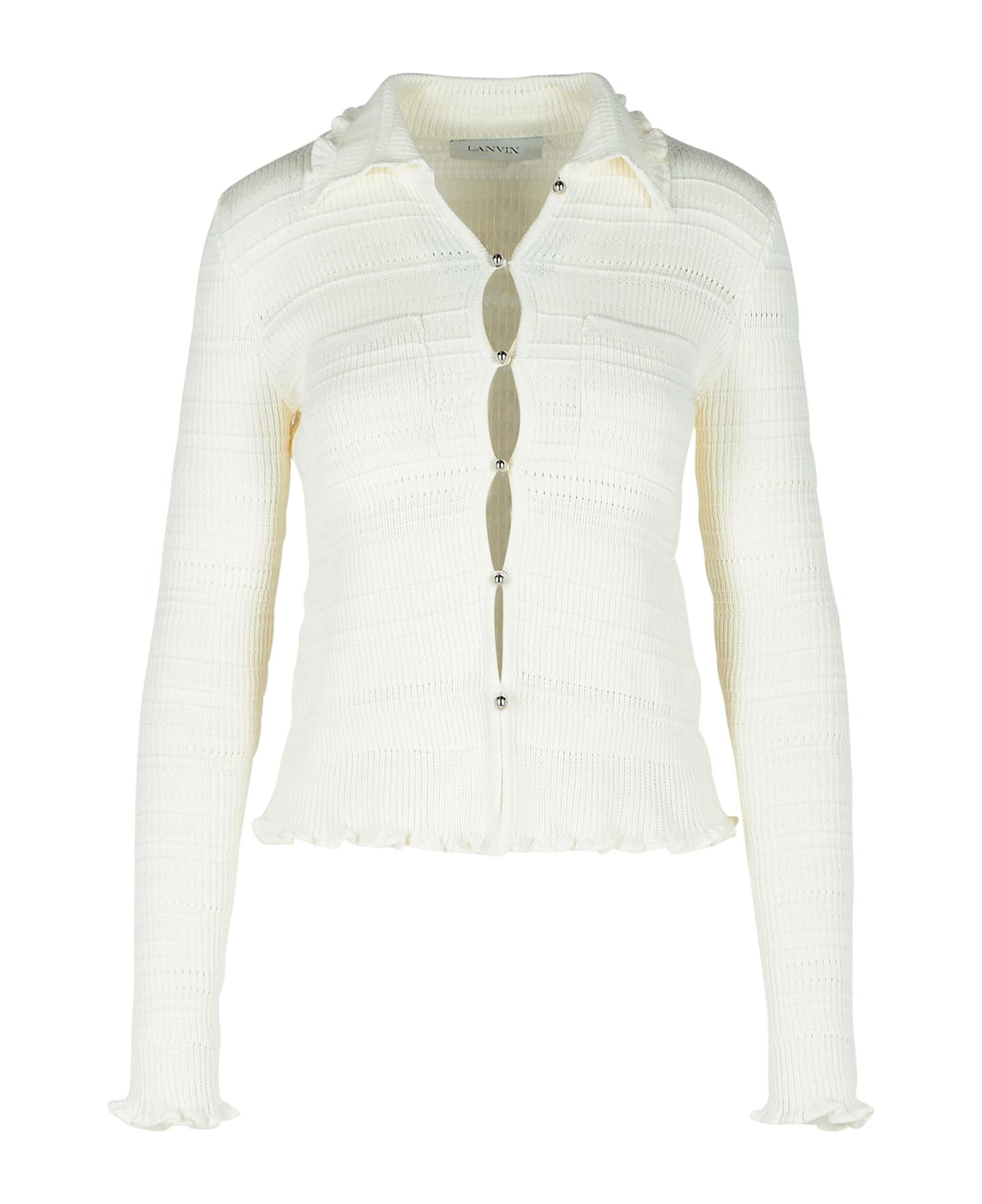 Lanvin 
ribbed
 White Cotton Cardigan - White