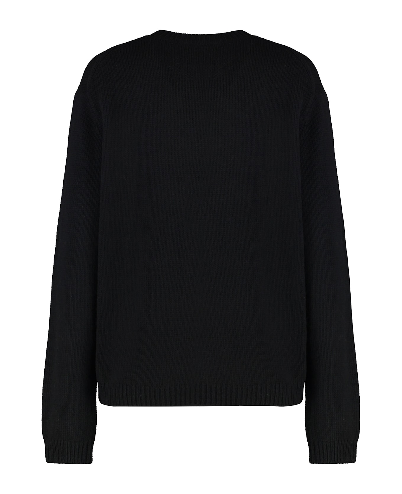 Maison Kitsuné Crew Neck Sweater In Merino Wool - black