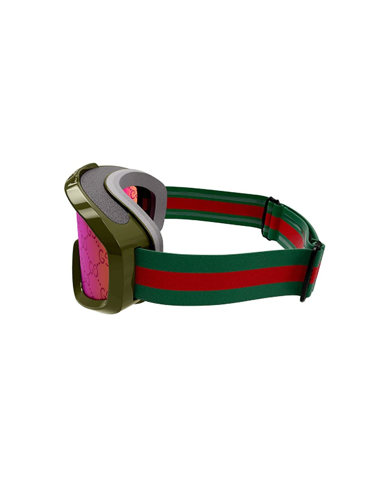 Gucci Eyewear Ski Oversized Frame Goggles - 003 green multicolor red サングラス