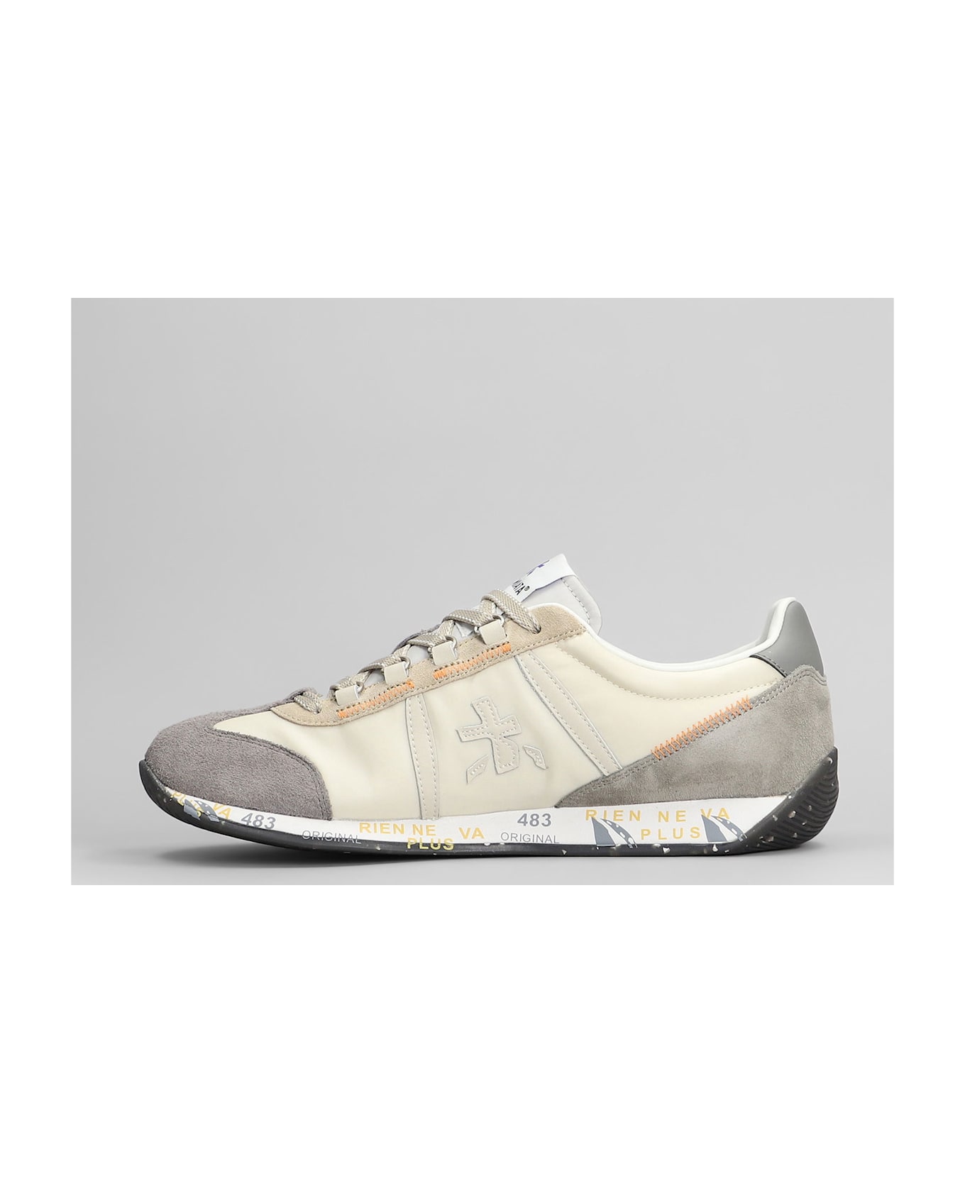 Premiata Jackyx Sneakers In Grey Suede And Fabric - grey