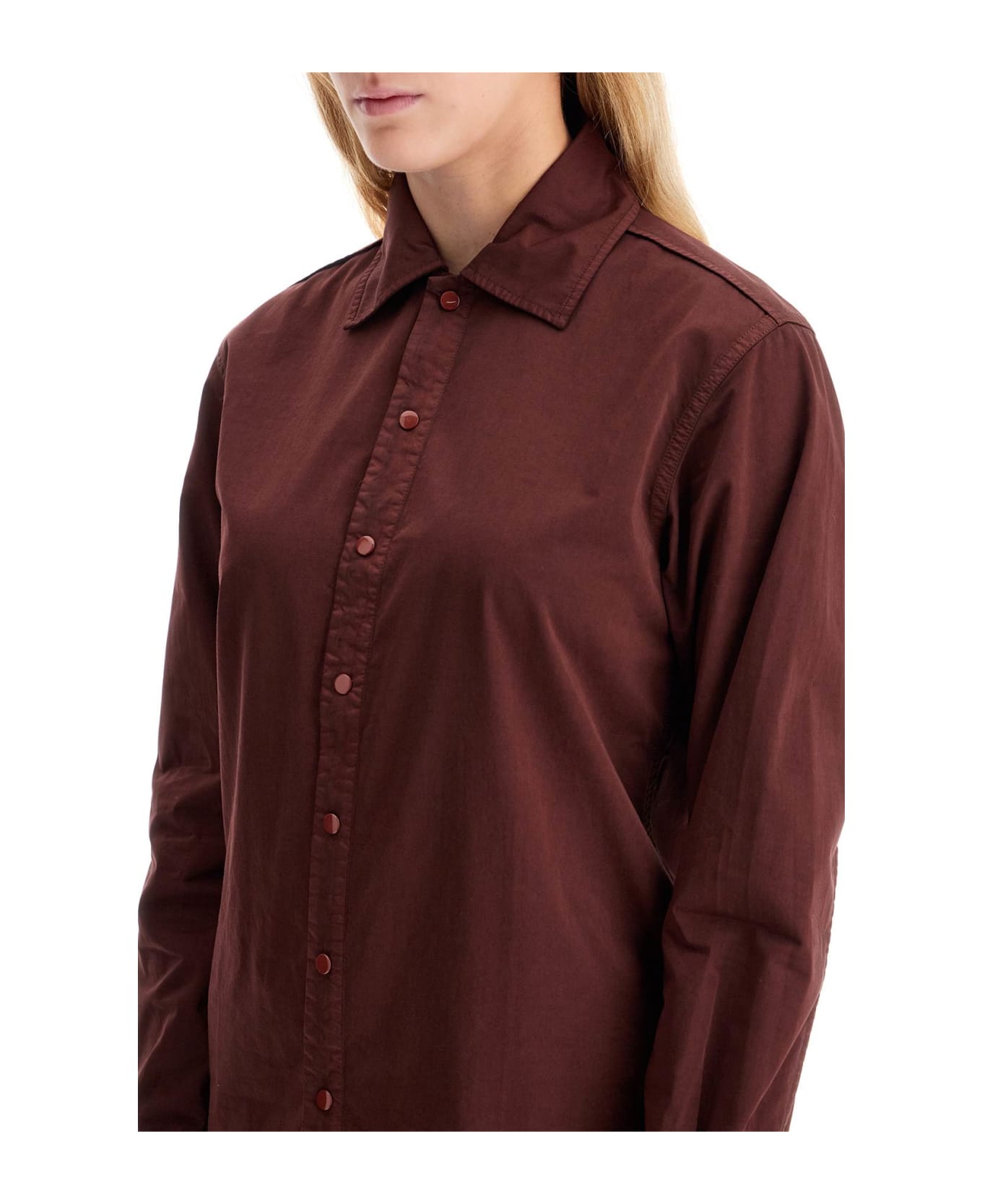 Lemaire Cotton Dyed In The Garment Shirt - COCOA BEAN (Red)