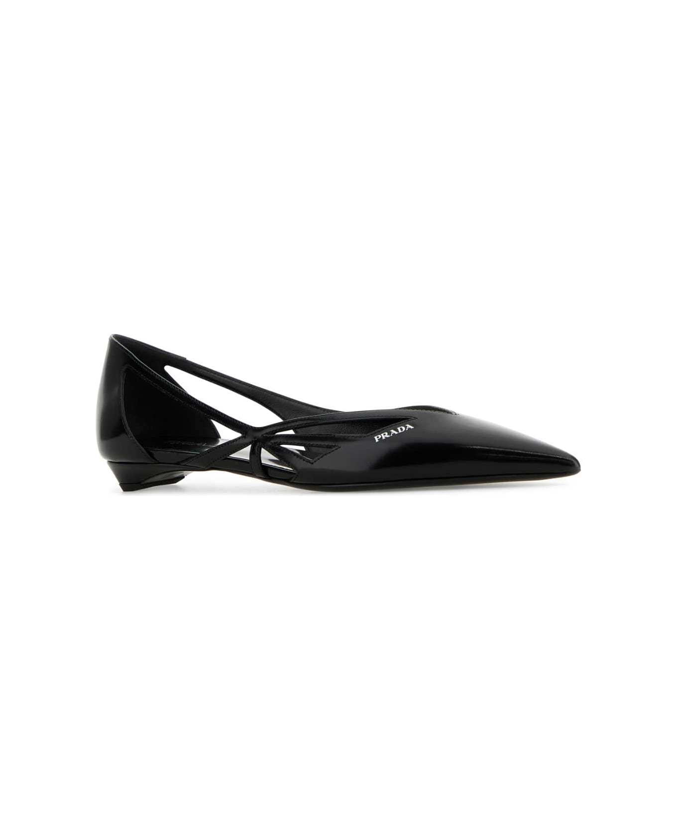 Prada Black Leather Ballerinas - NERO